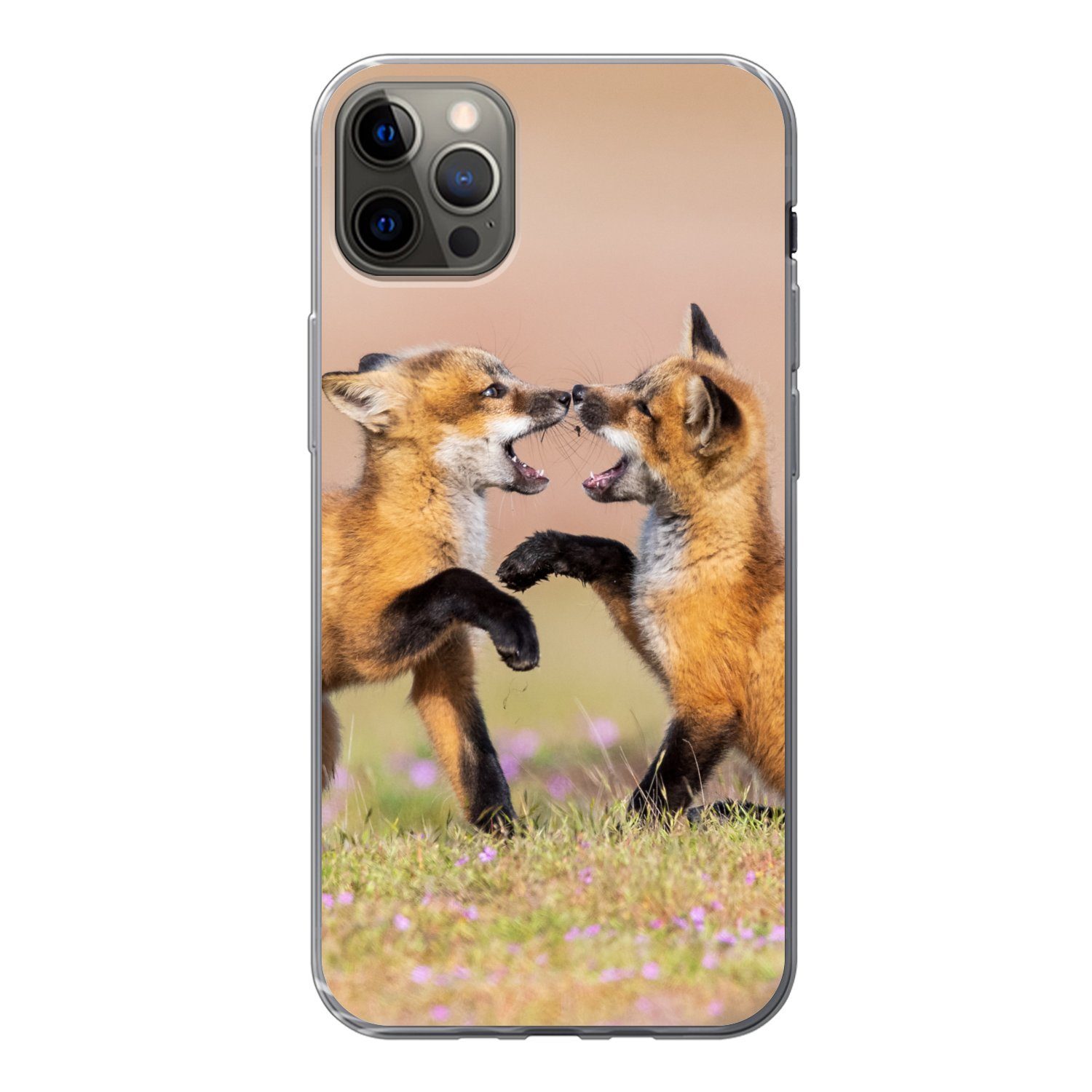MuchoWow Handyhülle für Apple iPhone 13 Pro Max Füchse - Blumen - Porträt, Smartphone-Bumper, Print, Handy Schutzhülle Dünn