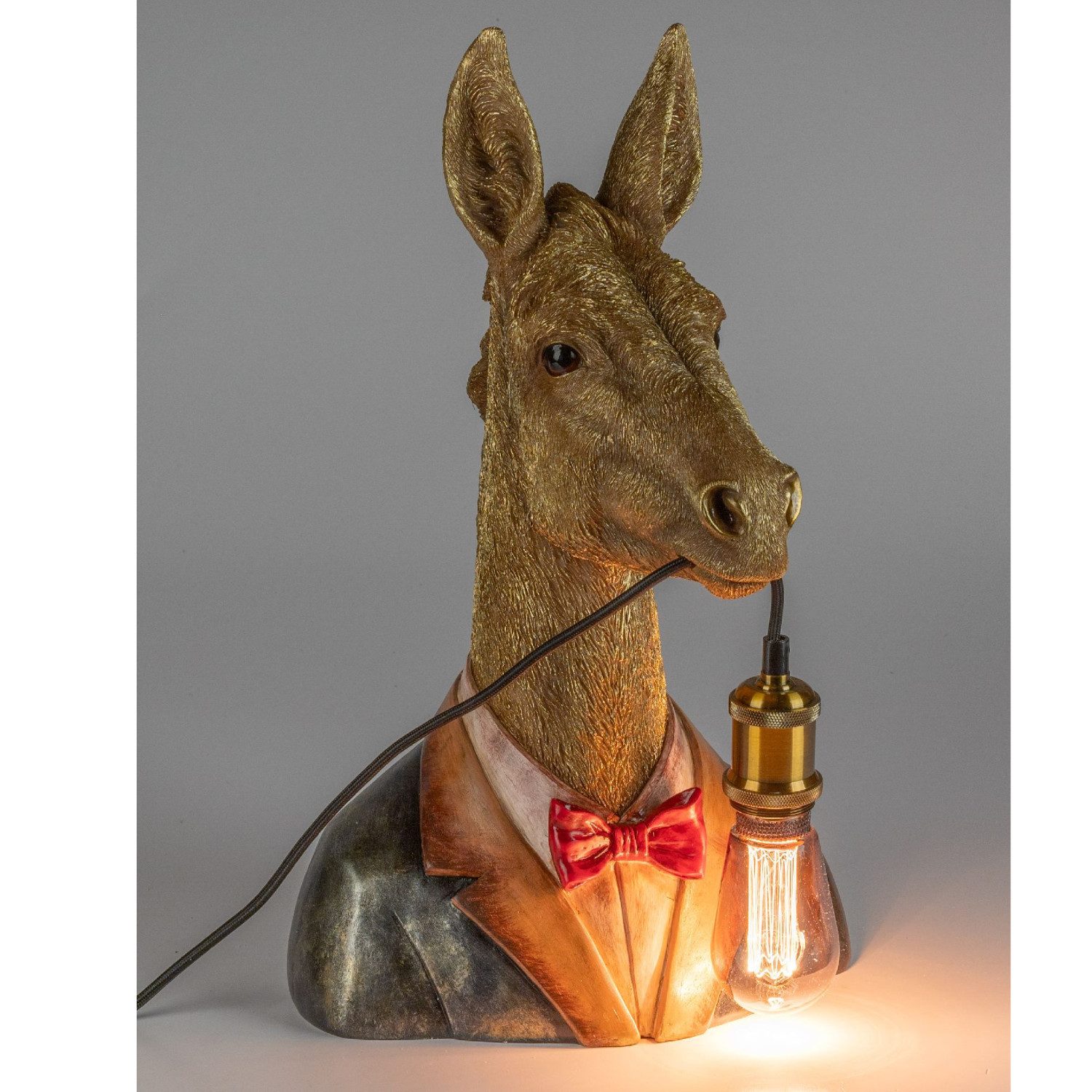 formano Tischleuchte Pop Art Tiere im Anzug, nicht enthalten, mit Stecker und Schalter, Gold, Esel, H: 50cm