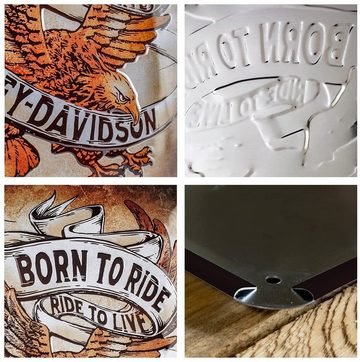 Nostalgic-Art Metallschild Blechschild 30 x 40 cm - Harley-Davidson - Born to Ride Eagle
