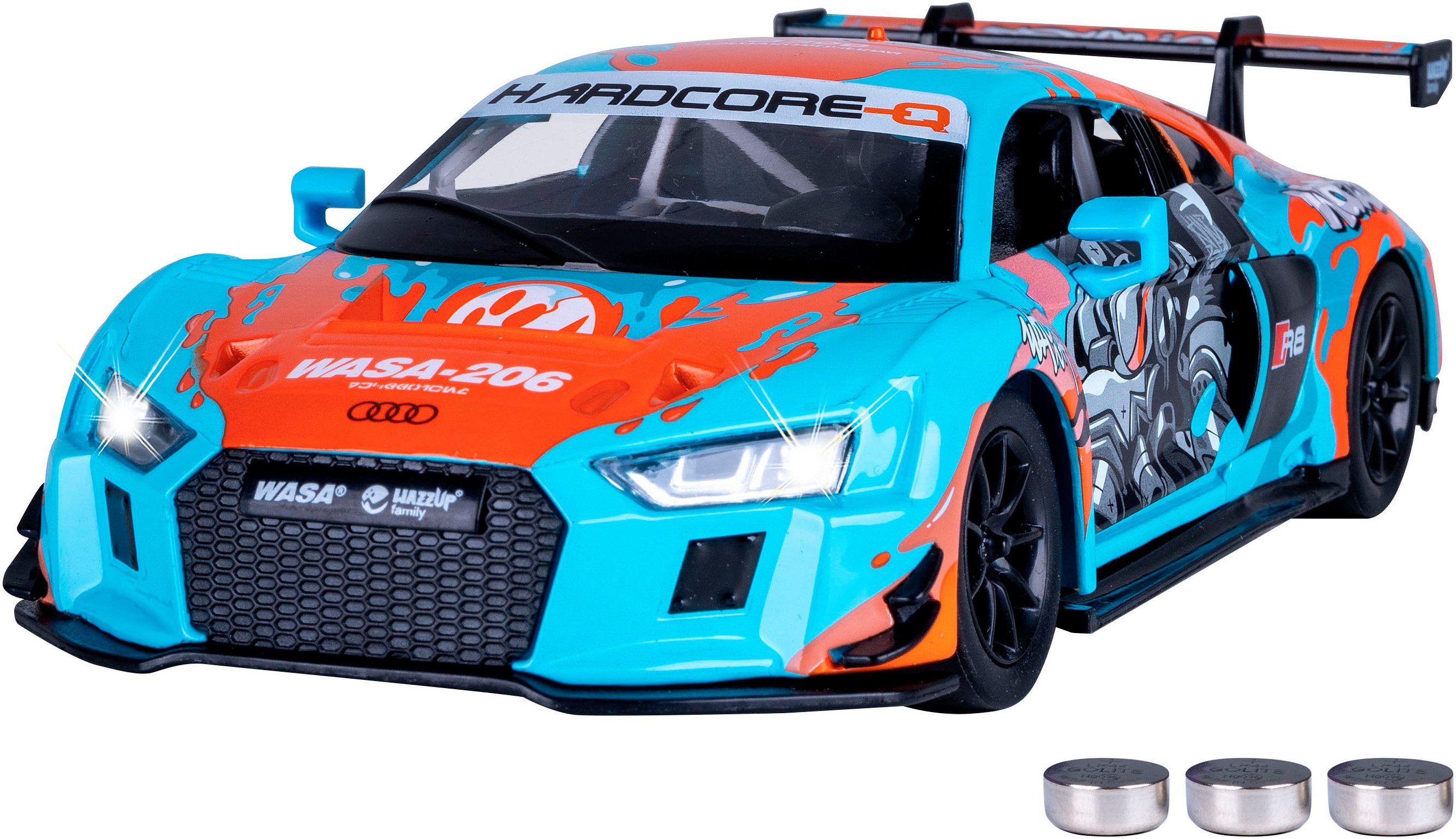 Jamara Spielzeug-Auto Diecast, Audi R8 LMS blau inklusive Batterien, LED Licht; Maßstab 1:24