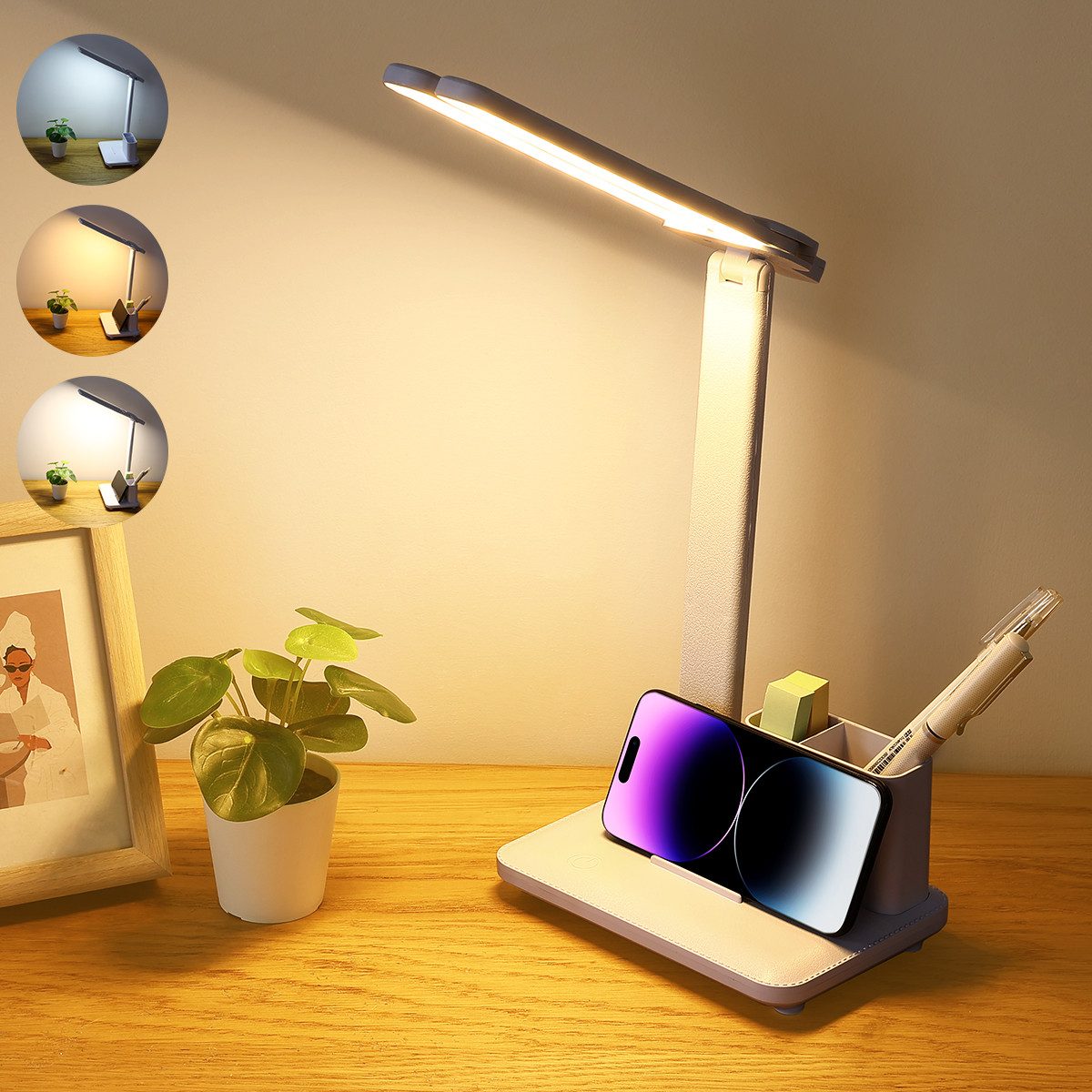 Quntis Schreibtischlampe 45cm Doppelkopf tischleuchte, LED Tischlampe 6400K günstig online kaufen