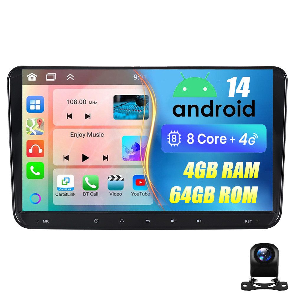 A-Sure 8-Core Android 14 Autoradio Carplay BT Für VW Touran Tiguan Caddy Polo Autoradio (RDS, FM, AM, 25 W, 1080P IPS Screen/8-Core CPU)