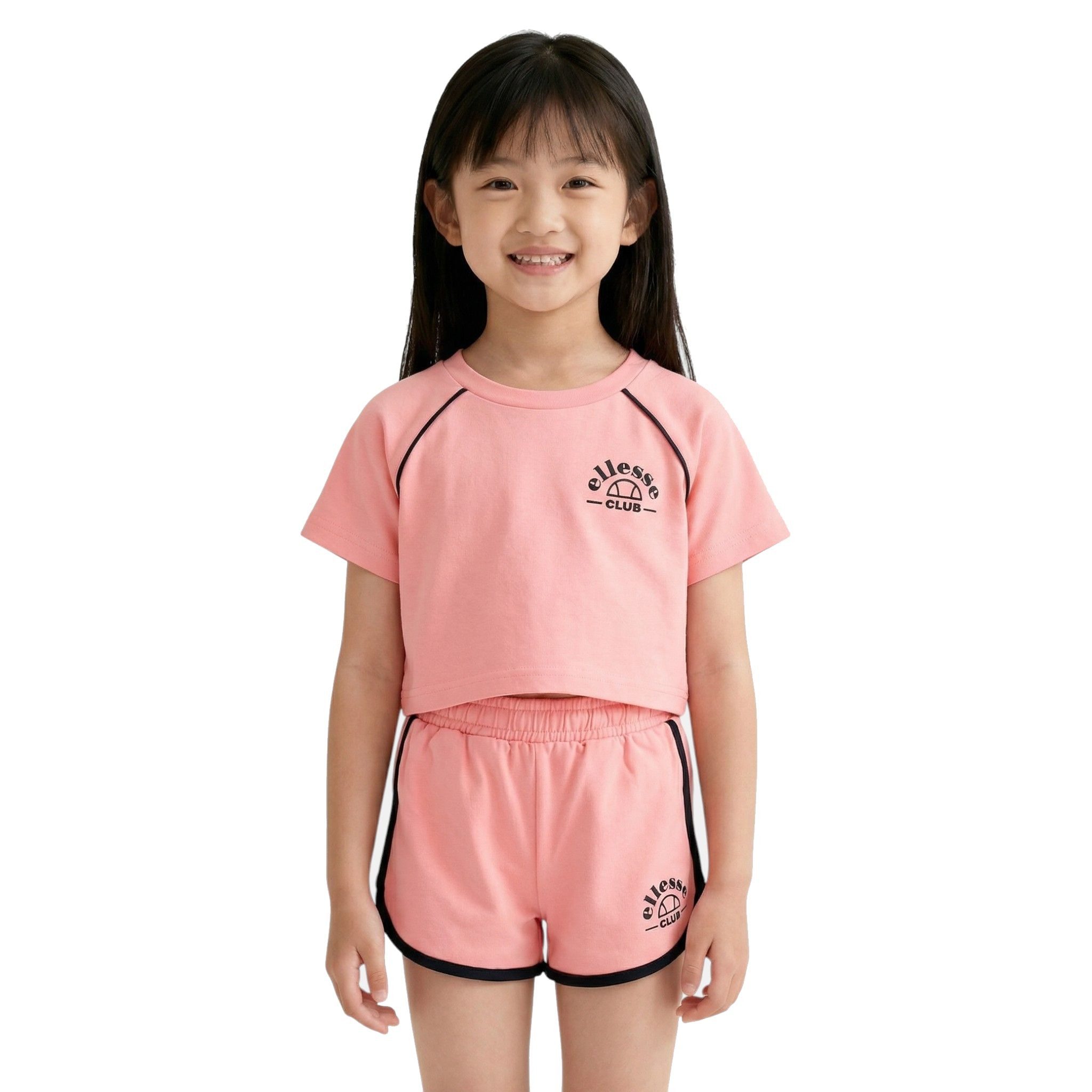 Ellesse Shirt & Shorts Ellesse Mädchen Sportanzug 2-Teiler Crop-Top & Shorts Rosa (Set) Mädchen Sportset 2-14 Jahre Shorts + Crop Top