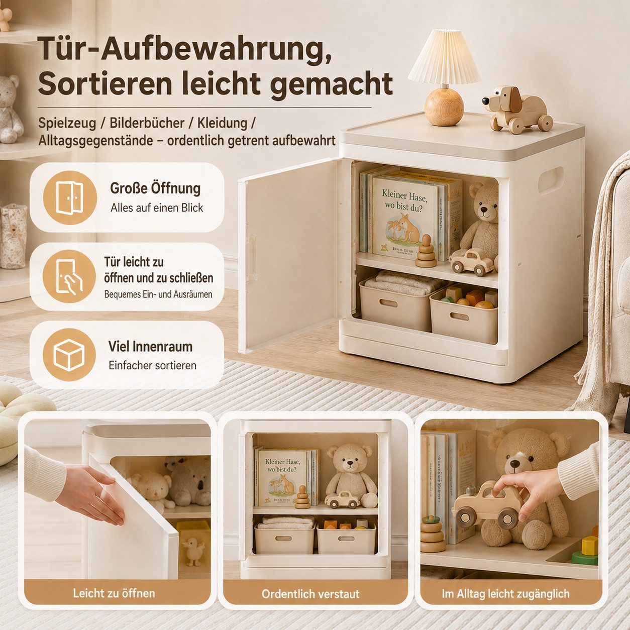 PLANEXPERT Aufbewahrungsbox Stapelbarer Schrank mit Tür – kompakte Maße ideal für kleine Räume (Set, 1 St., Nach oben erweitern statt Platz verschwenden), Mehr  – Bild 2 von 5