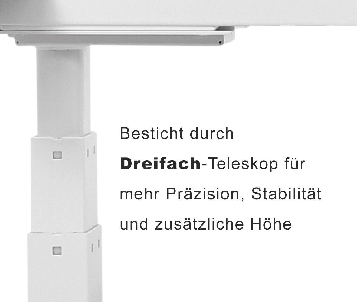 exeta Schreibtisch Exeta ergoPRO Elektrisch höhenverstellbarer Schreibtisch mit 2 Motoren (Set, 1 Tischgestell), elektrische Höhenverstellung von 63cm bis 125cm,flexible Gestellbreite