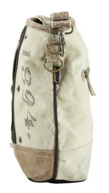 Sunsa Umhängetasche Crossbody Bag aus Canvas & Leder Vintage Tasche Sie/ Ihn Umhängetasche, Vintage Druck am Frontfach