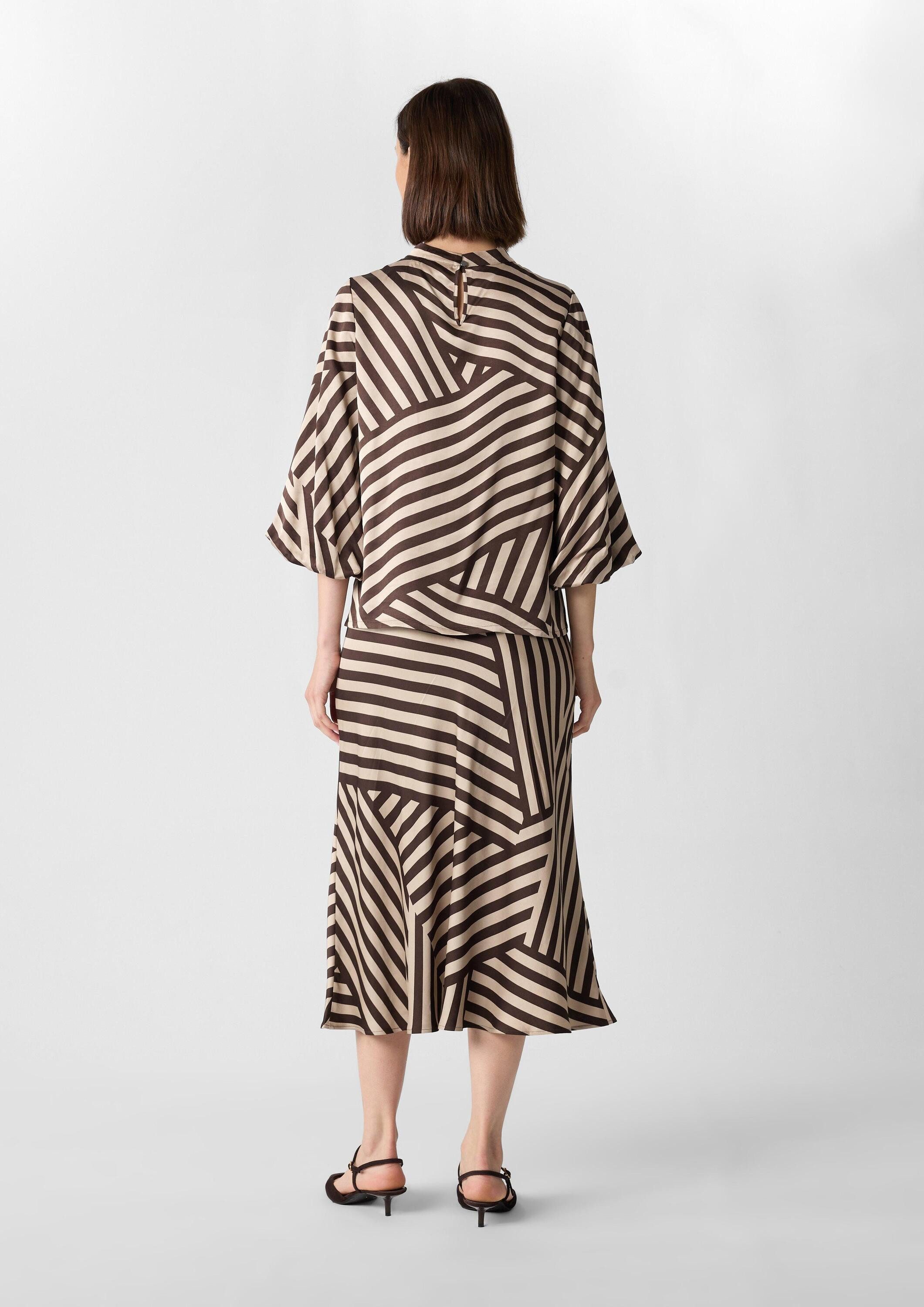comma Kurzarmbluse Bluse Satinbluse mit voluminösen Ärmeln