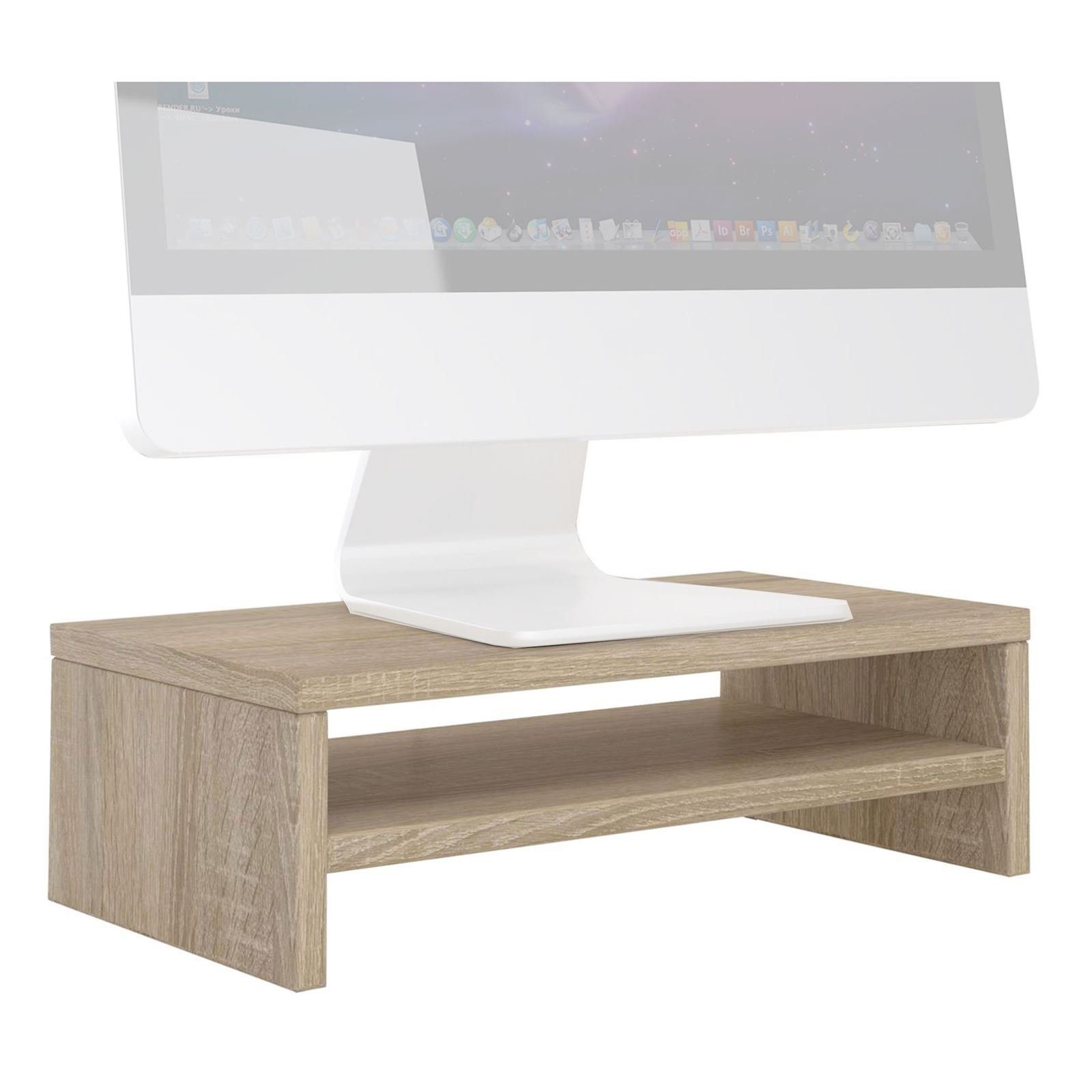 SUBIDA, Monitorständer Monitorerhöhung CARO-Möbel inkl. Sonoma Eiche Schreibtischaufsatz Ablagefach Bildschirmaufsatz