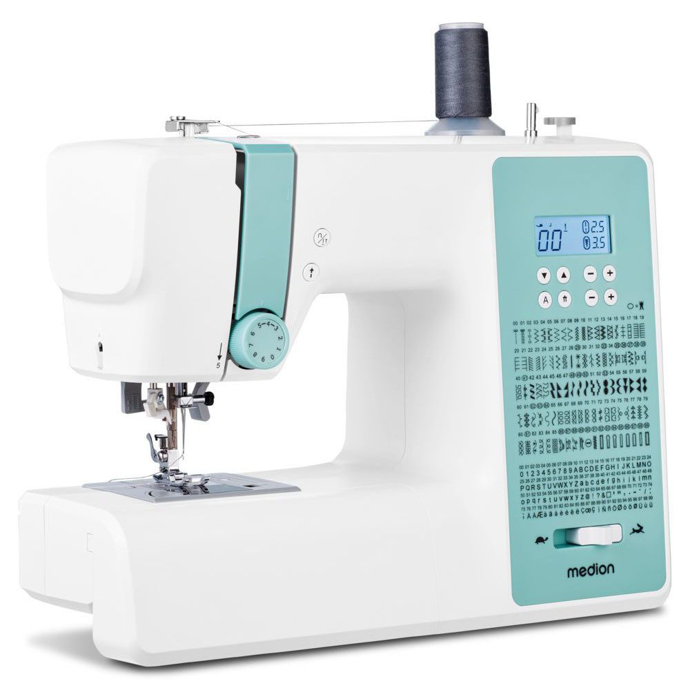 Medion® Computer-Nähmaschine MD 11881, 270 Stichmuster, 1-Schritt Knopfloch, 8 Programme, Doppelnadelfunktion, Automatischer Einfädler, Geschwindigkeitsregler