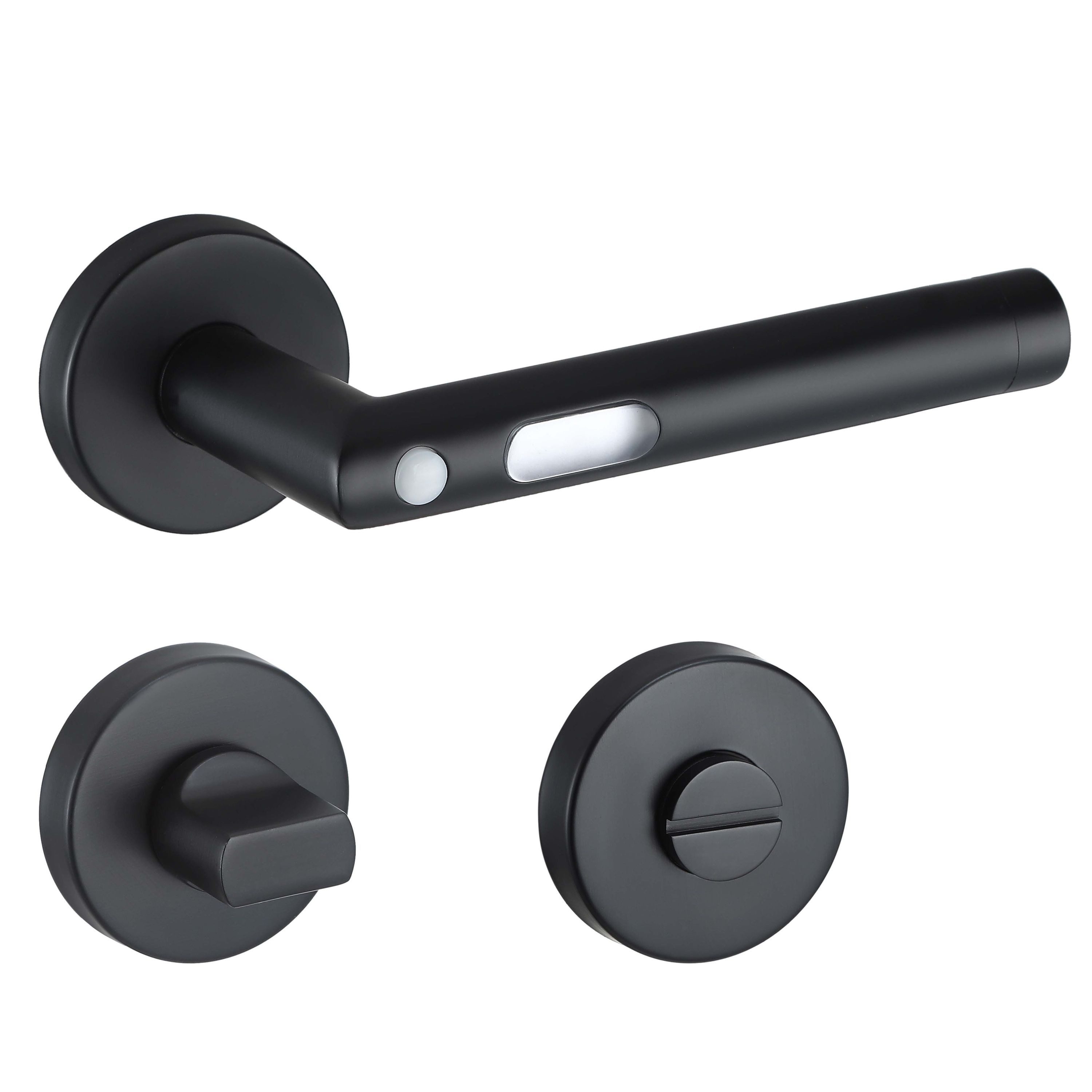 MeinTürgriff Drückergarnitur Orbit Schwarz LED Türgriff für Innentüren Rose günstig online kaufen