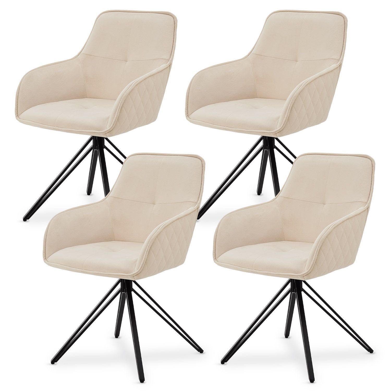 Juskys Esszimmerstuhl Clyde, 4er Set, Stoff günstig online kaufen