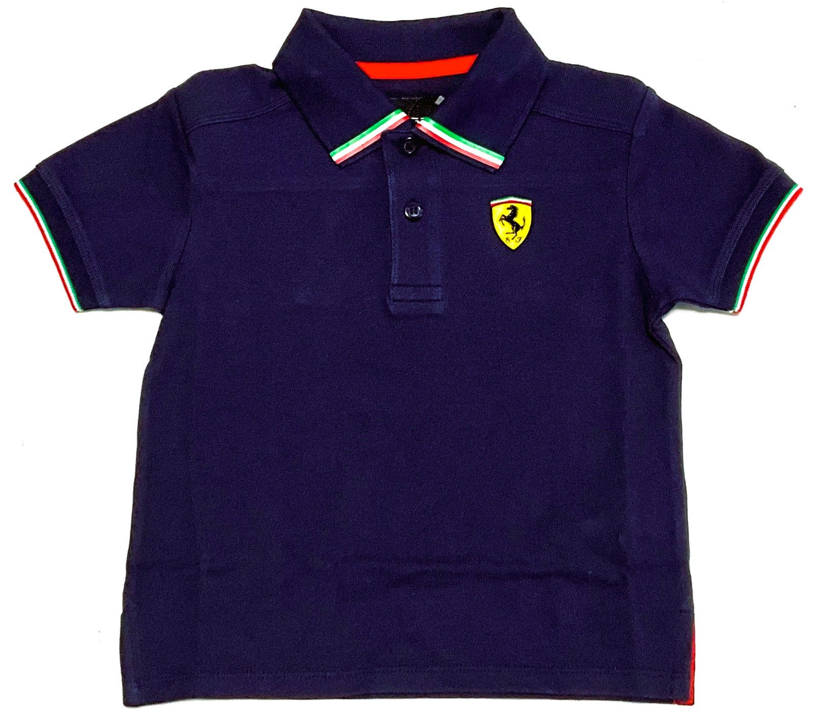 Ferrari Poloshirt Ferrari Poloshirt, SCUDERIA FERRARI KID SF ITALIAN FLAG PIQUET POLO aus Baumwolle, Atmungsaktiv, Schlitz