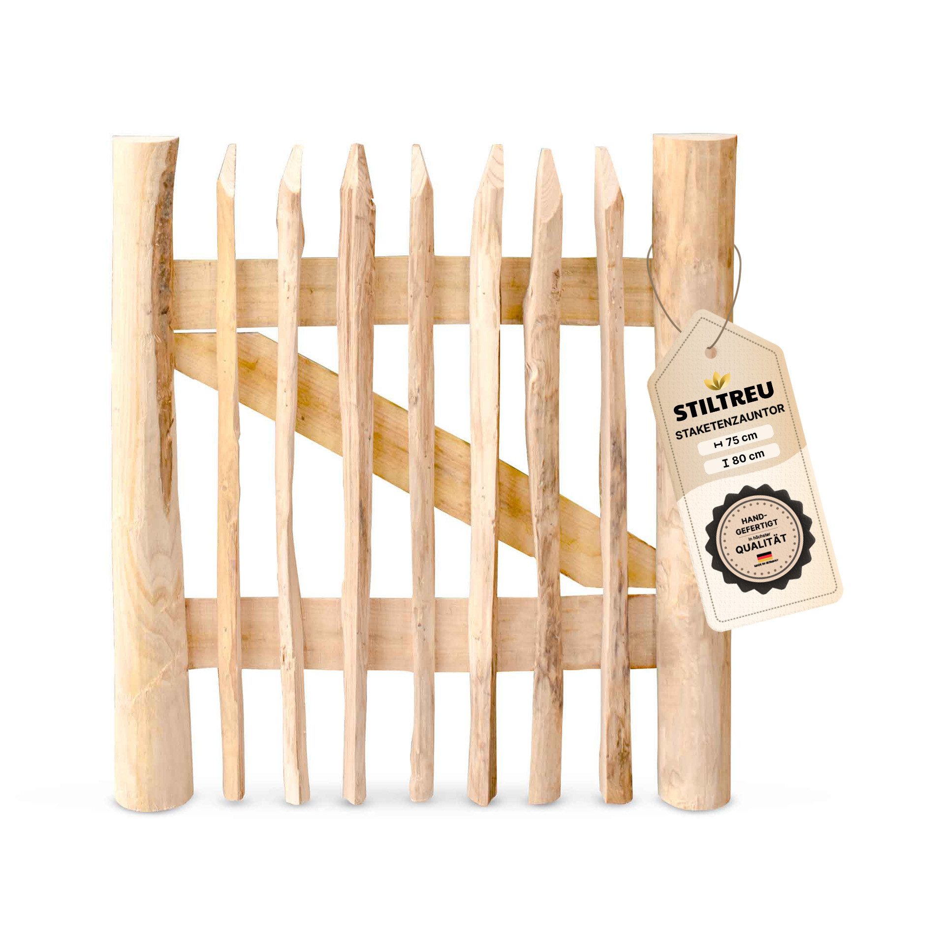 STILTREU Gartentor Staketenzaun-Tor aus Edelkastanie (Breite 75 cm x Höhe 8 günstig online kaufen