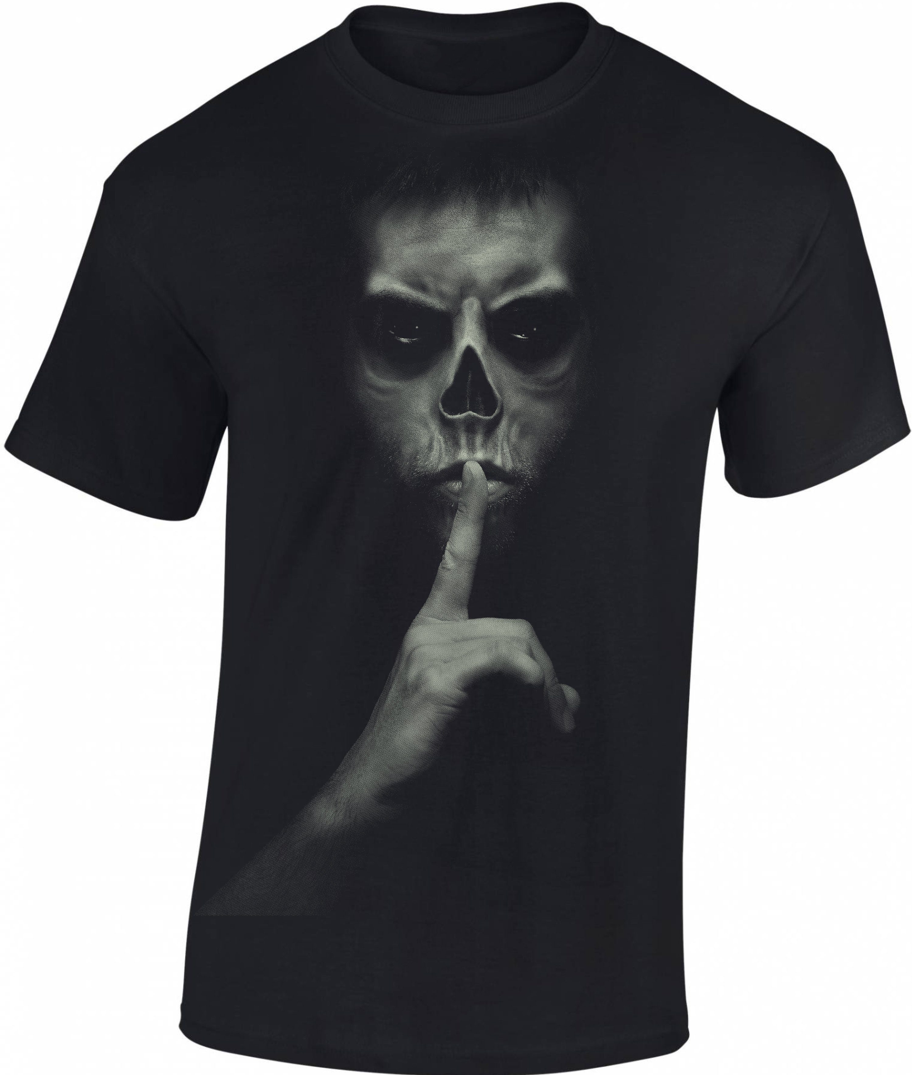 Baddery Print-Shirt Totenkopf Shirt, "Pssst!", Horror günstig online kaufen