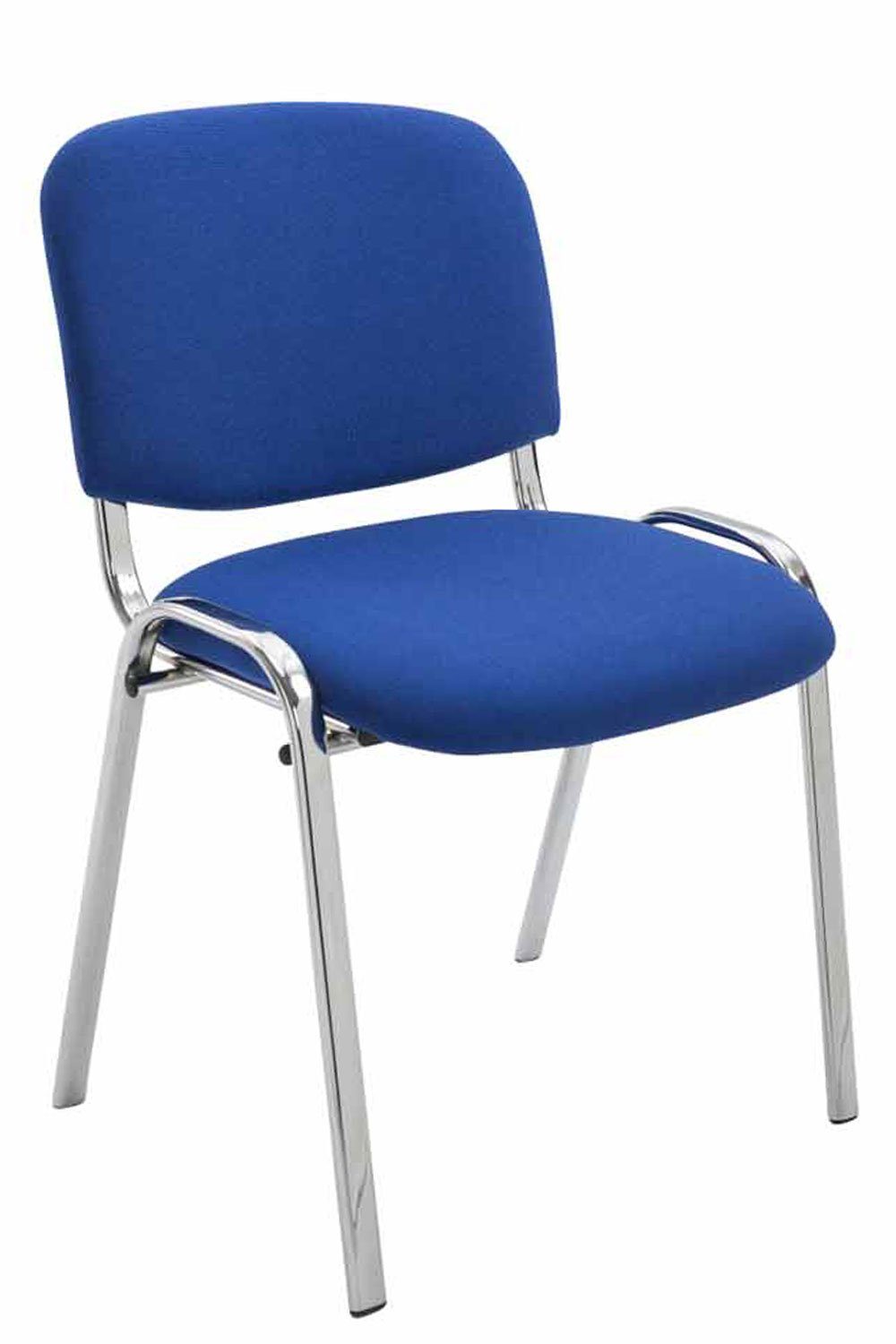 TPFLiving Besucherstuhl Keen mit hochwertiger Polsterung - Konferenzstuhl (Besprechungsstuhl - Warteraumstuhl - Messestuhl), Gestell: Metall chrom - Sitzfläche: Stoff blau | Besucherstühle