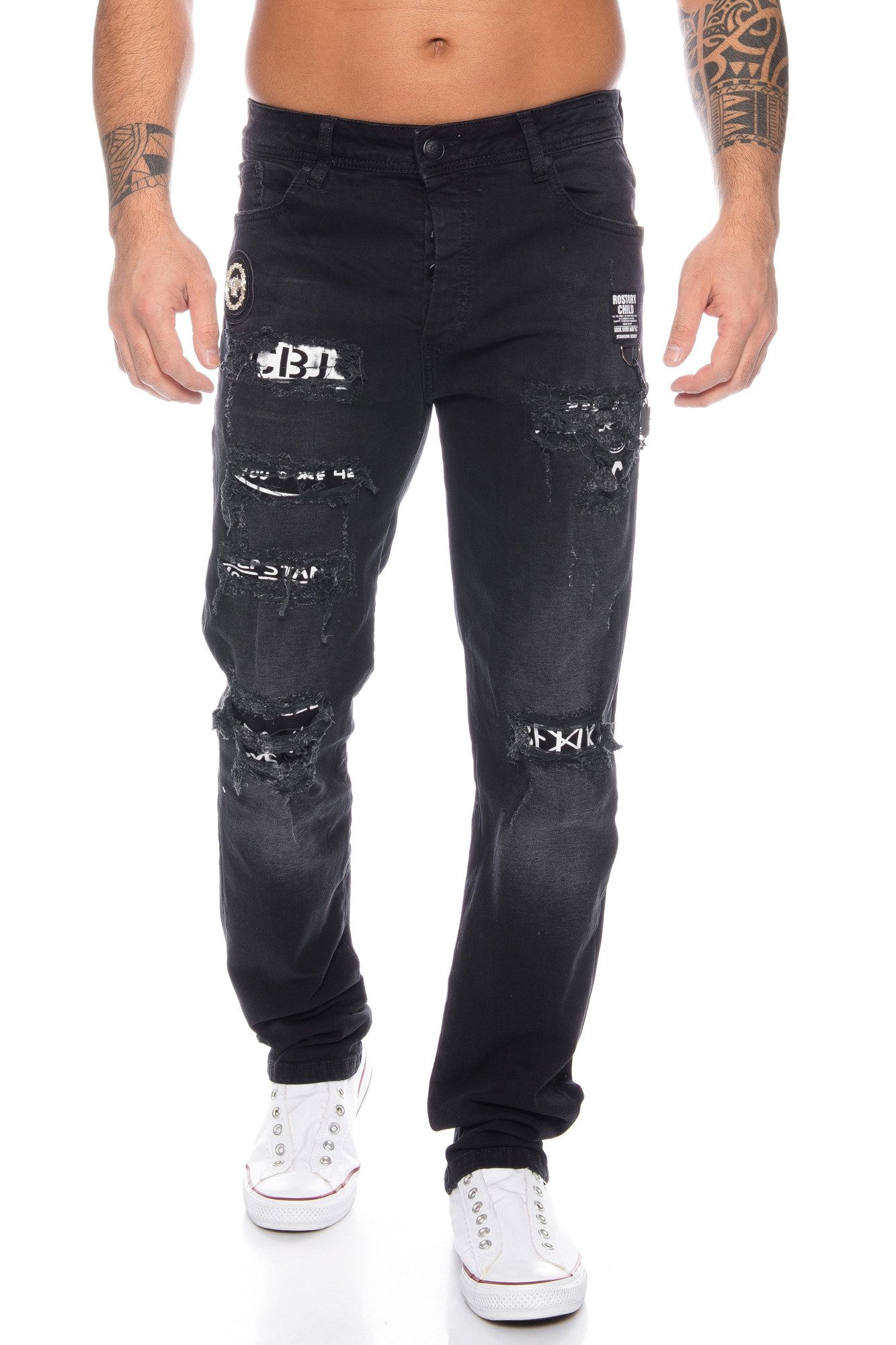 Cipo & Baxx Slim-fit-Jeans Herren Destroyed Jeans Hose inklusive Schlüsselb günstig online kaufen
