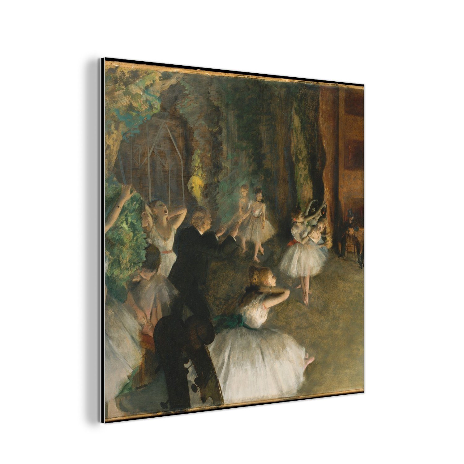 MuchoWow Metallbild Probe des Balletts auf der Bühne - Gemälde von Edgar Degas, (1 St), Alu-Dibond-Druck, Gemälde aus Metall, Aluminium deko