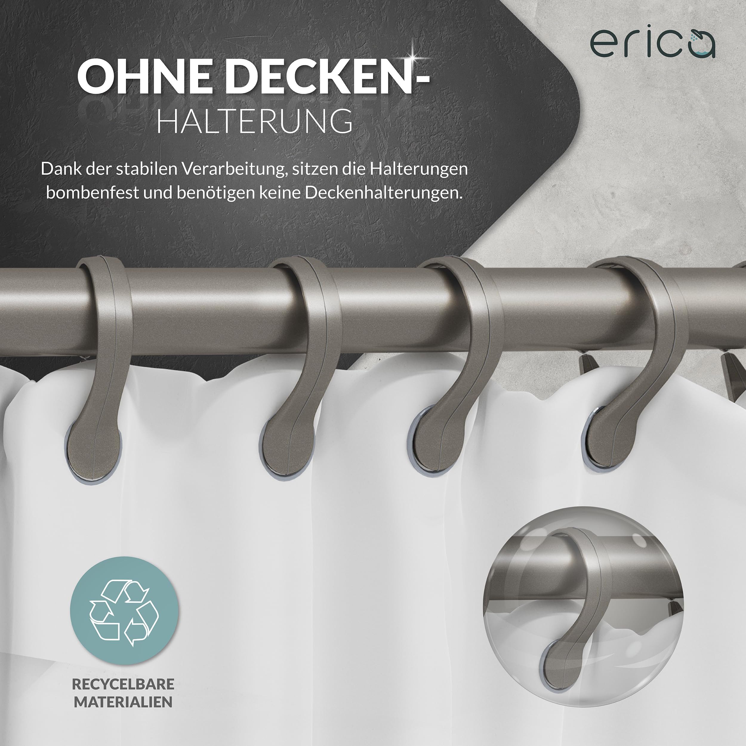 Erica Duschvorhangstange L-Form - Verstellbar - 70x90, 70x160 oder 90x140 cm, Für Badewannen geeignet, Über Eck, Rostfrei – Bild 3 von 5