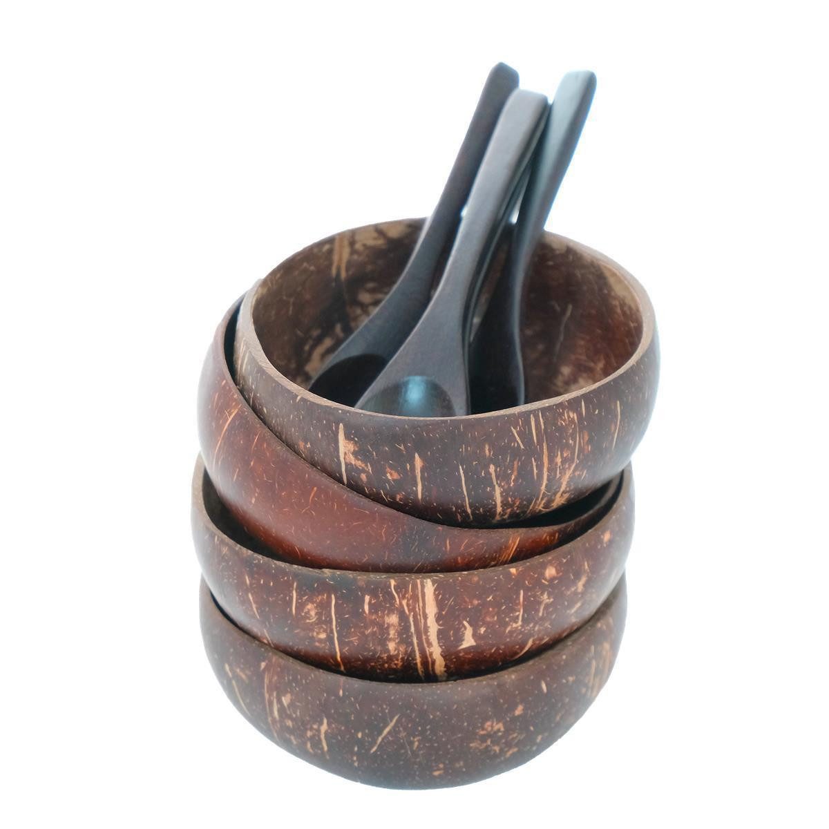 BOURGH Schale BOLORO Kokusnussschalen 4 Schalen + 4 Löffel, Kokosnuss, (set)