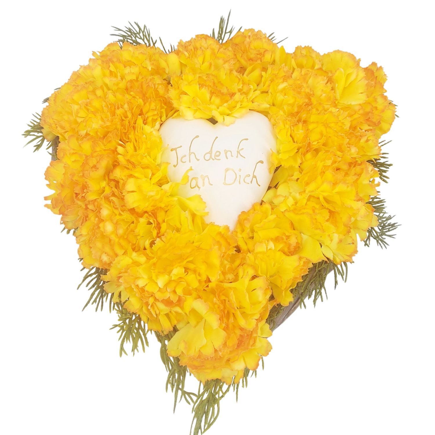 Gestecke Grabschmuck, CreaFlor Home, Höhe 13 cm, Wetterfest, Orange, Motiv: Herz, Höhe: 13cm