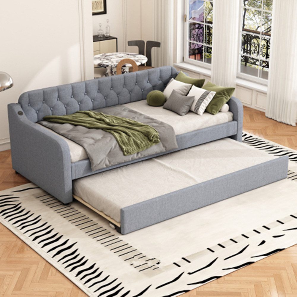 XDeer Schlafsofa Schlafsofa, Tagesbett, mit ausziehbares Rollbett, USB-Anschluss, 90*200cm