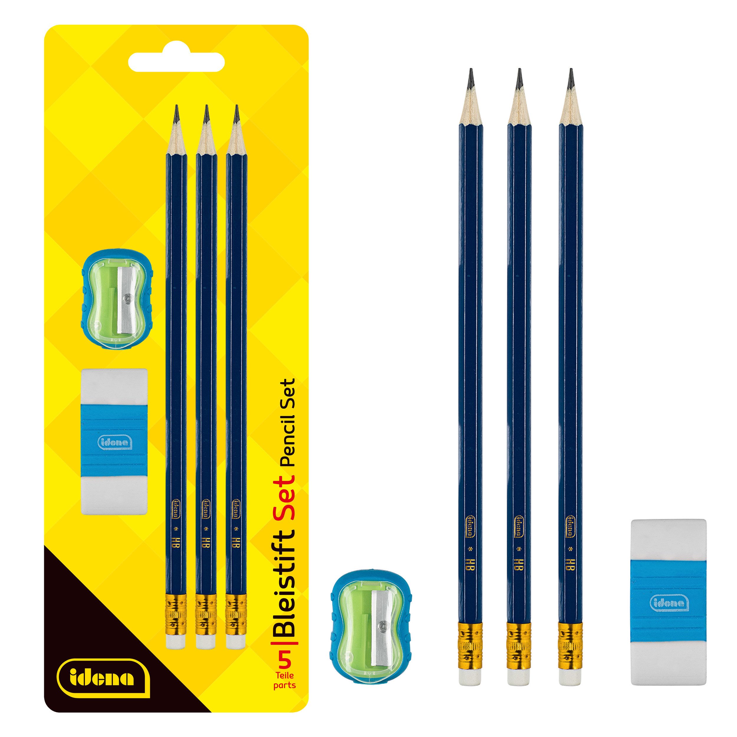 Idena Bleistift Idena Bleistift Set 5 Teile mit Anspitzer und Radierer