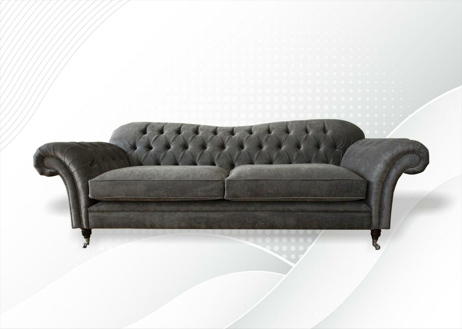 JVmoebel ChesterfieldSofa, Klassische Chesterfield Grau Sofa Design