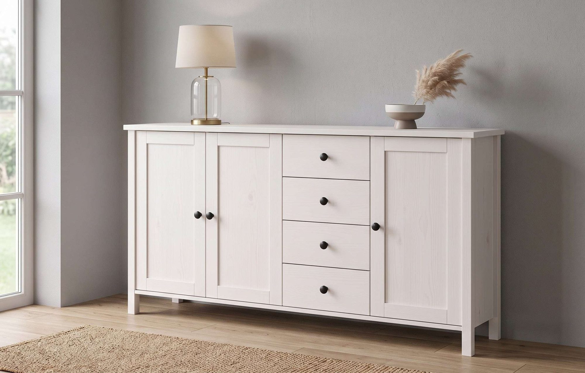 OTTO home Sideboard Mikkeli Kommode (B/T/H: 165/39/88 cm), aus massiver FSC®-zertifizierter Kiefer, moderner Landhausstil
