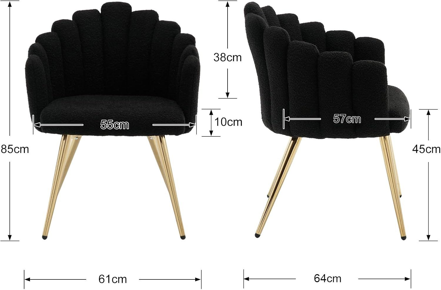 WAHSON OFFICE CHAIRS Loungesessel Kunstfell Loungesessel Polsterstuhl mit Metallbeinen Einzelsessel (1-St)