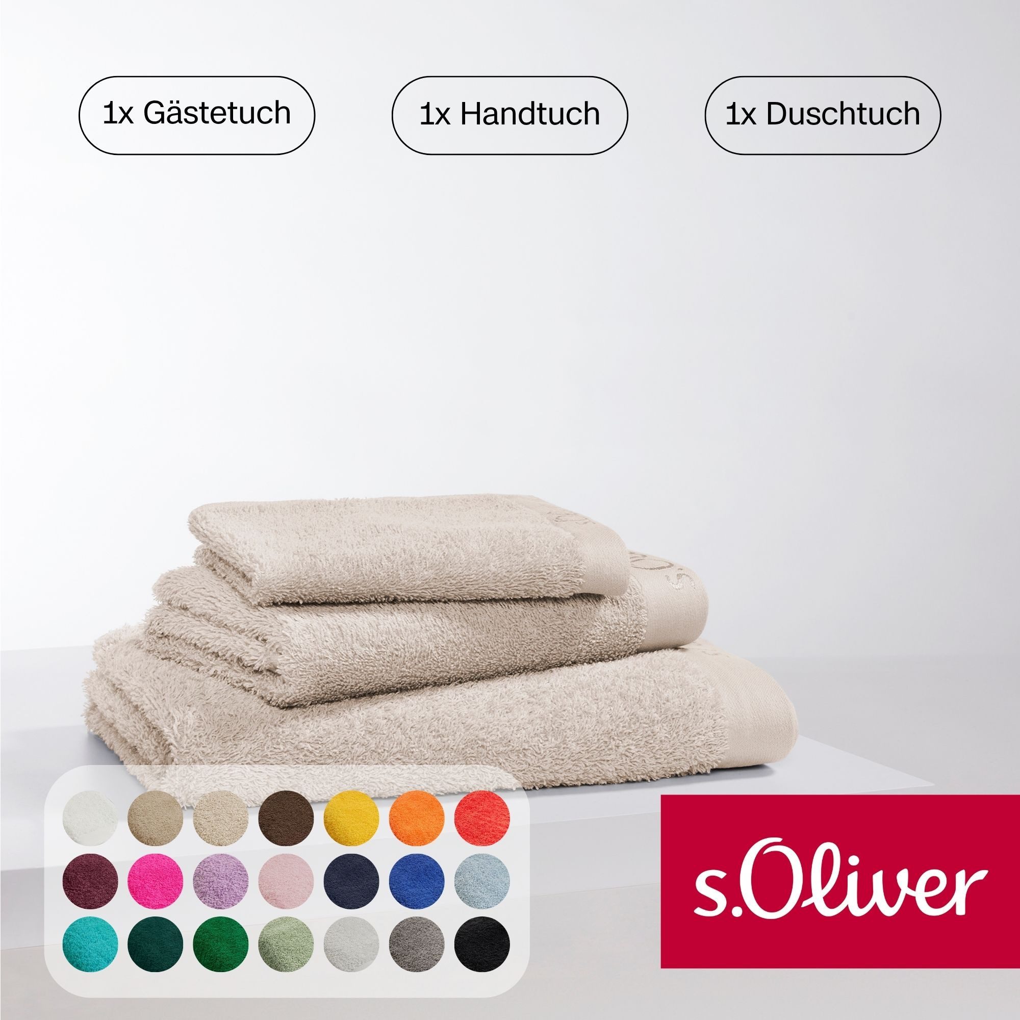 s.Oliver Handtuch Set s.Oliver, Premium Qualität, 600 gr/m², Walkfrottier (Set, 3-St), 1 Gästetuch 30x50 cm, 1 Handtuch 50x100 cm, 1 Duschtuch 70x140 cm
