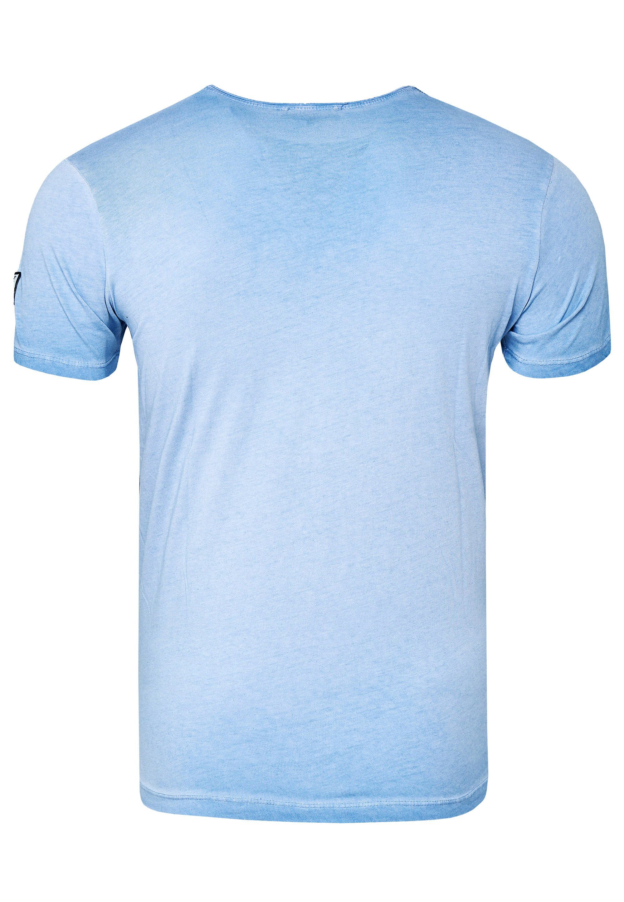 hellblau-weiß Adler-Print T-Shirt Rusty mit Neal