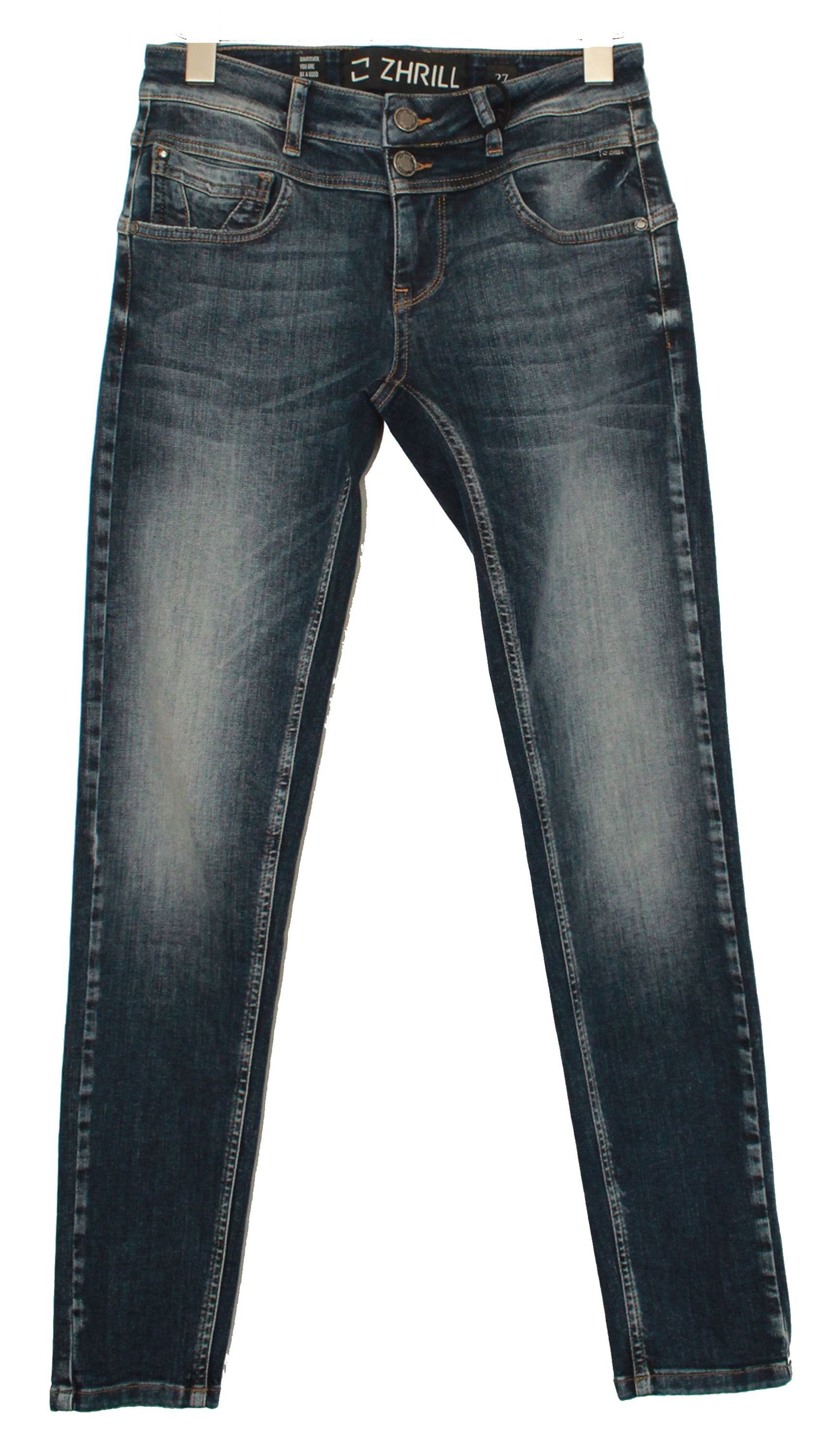 Damen Jeans Zhrill Skinny-fit-Jeans Jeans KELA BLUE Jeanshose Röhrenjeans 5 Pocket Vintage Skinny Fit Kela Blue