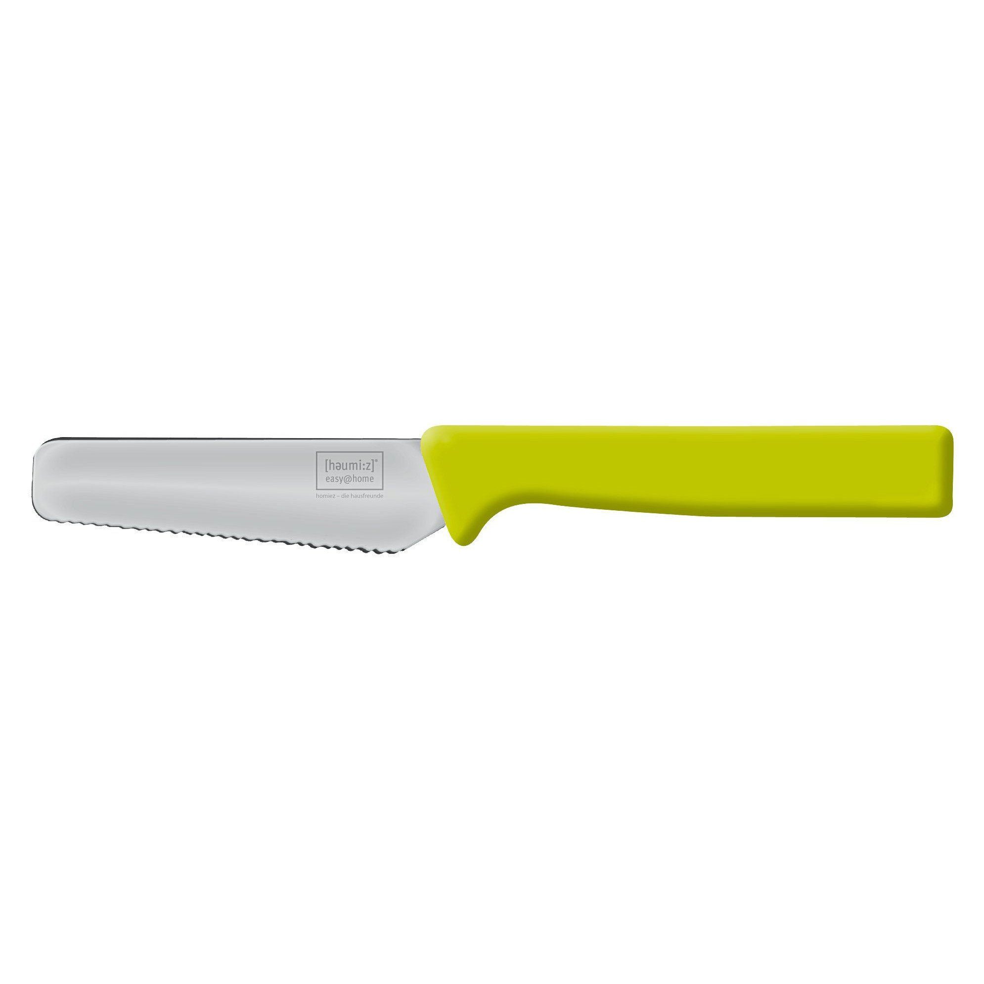 Brotmesser Frühstücksmesser, mit Brötchenmesser grün und Wellenschliff KNIFE, homiez Soft-Griff