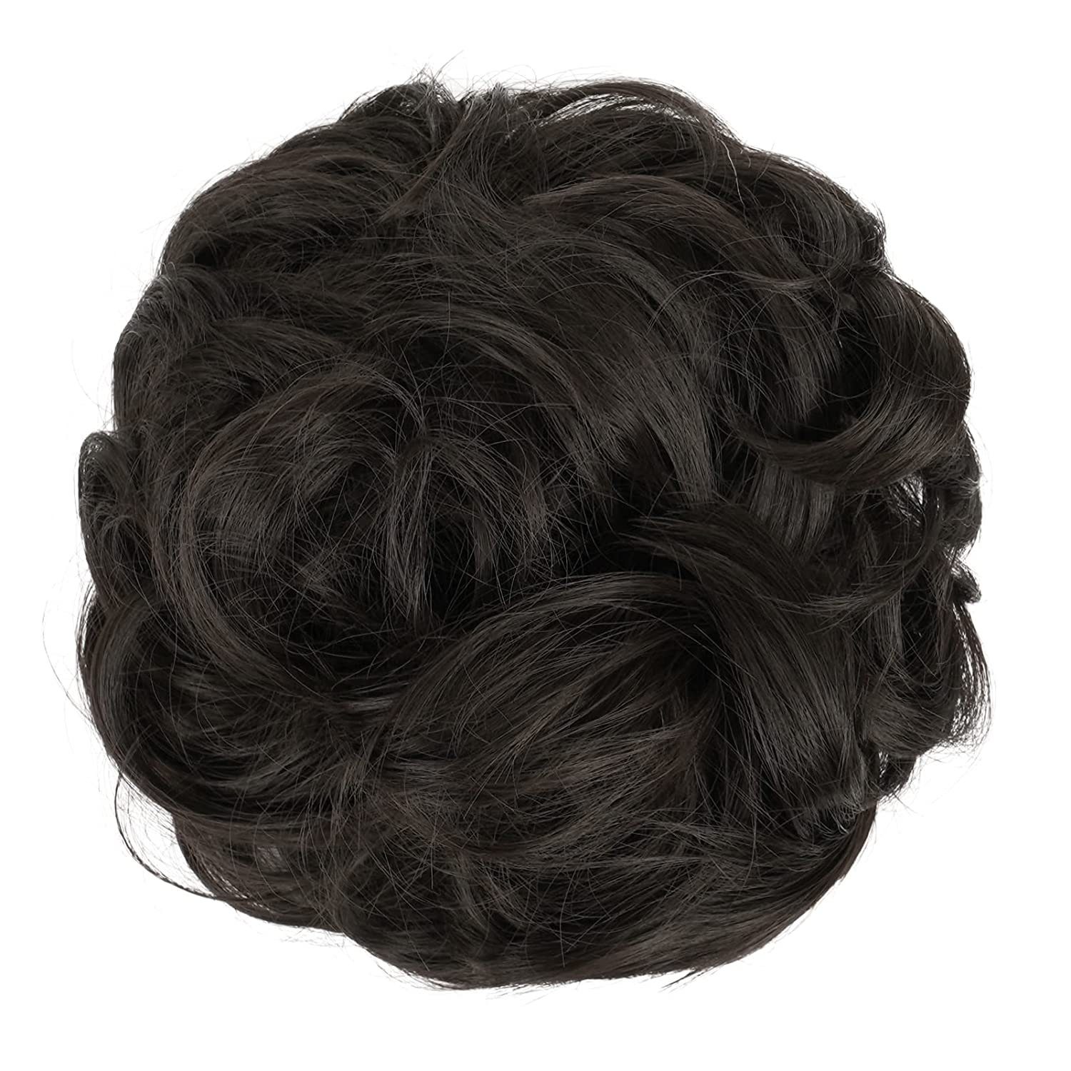 SCHUTA Kunsthaar-Extension Haarteil Haargummi Braun Dunkelstes Frauen,Haarverlängerung für Hochsteckfrisuren
