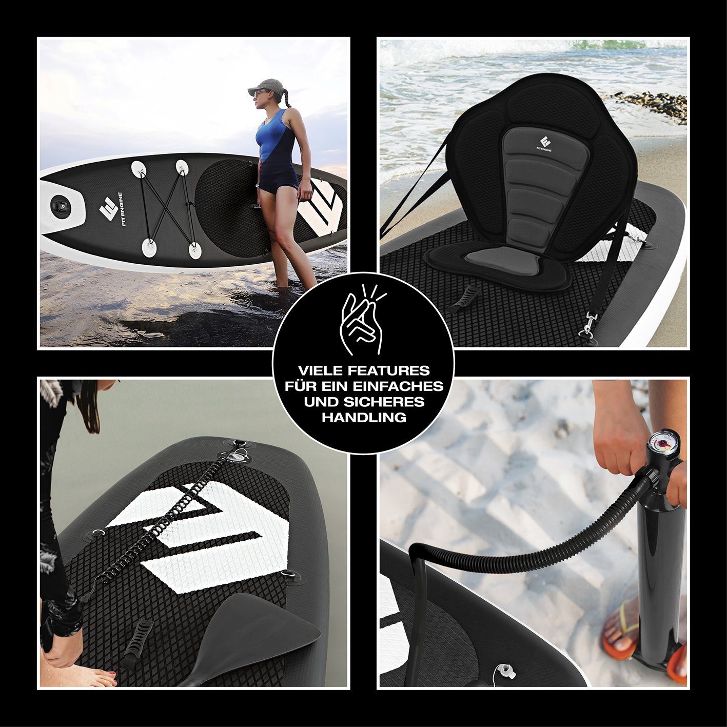 Sport Boards FitEngine Inflatable SUP-Board Trip SUP-Board Set (Allrounder) 10,8', 325cm, 140 kg, Stand-up aufblasbar Stand up P