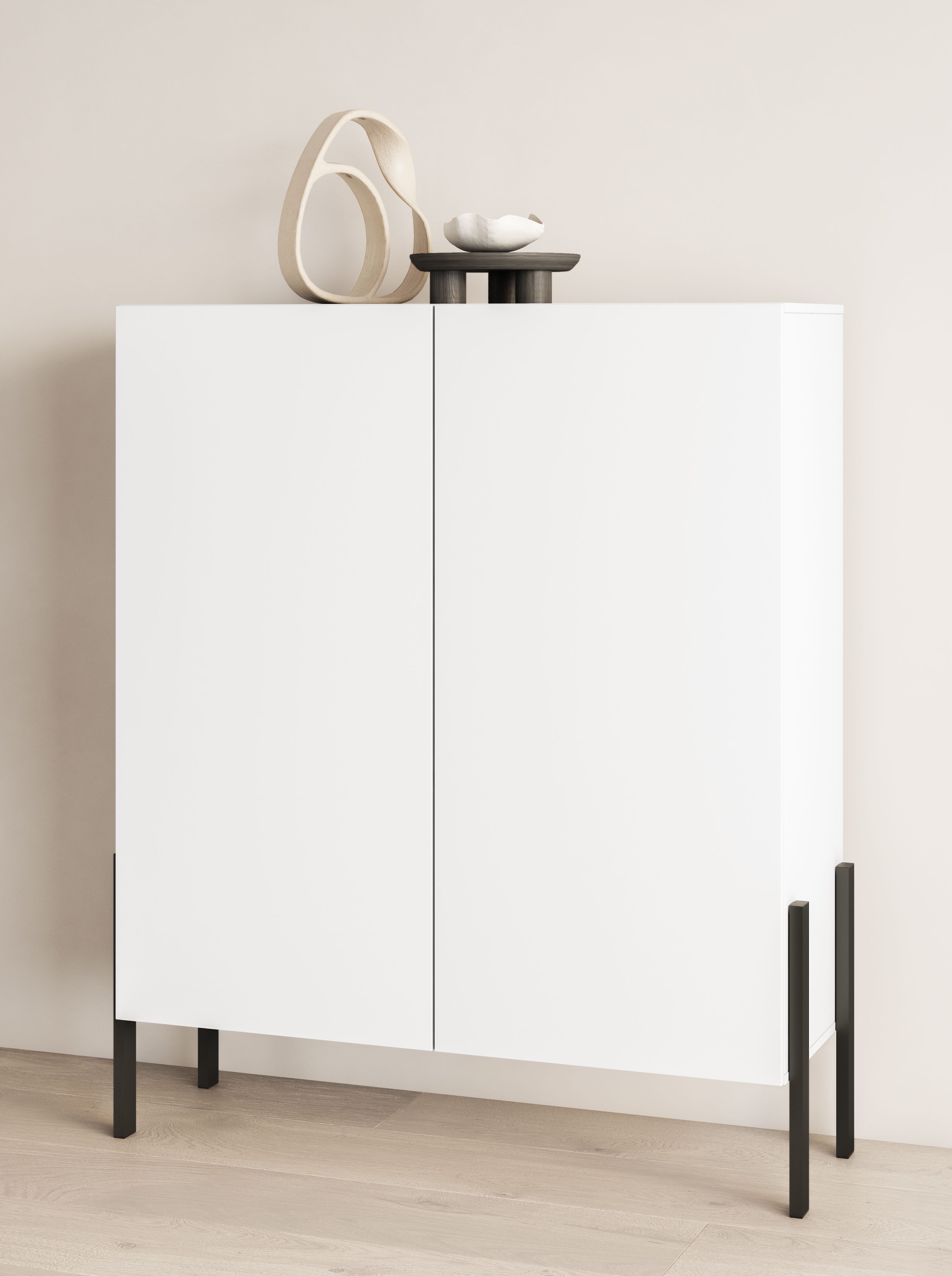 INOSIGN Kommode Jukon, Breite 110 cm, moderne grifflose Hochschrank, 2Türen, Highboard mit viel Stauraum, push-to-open-Funktion