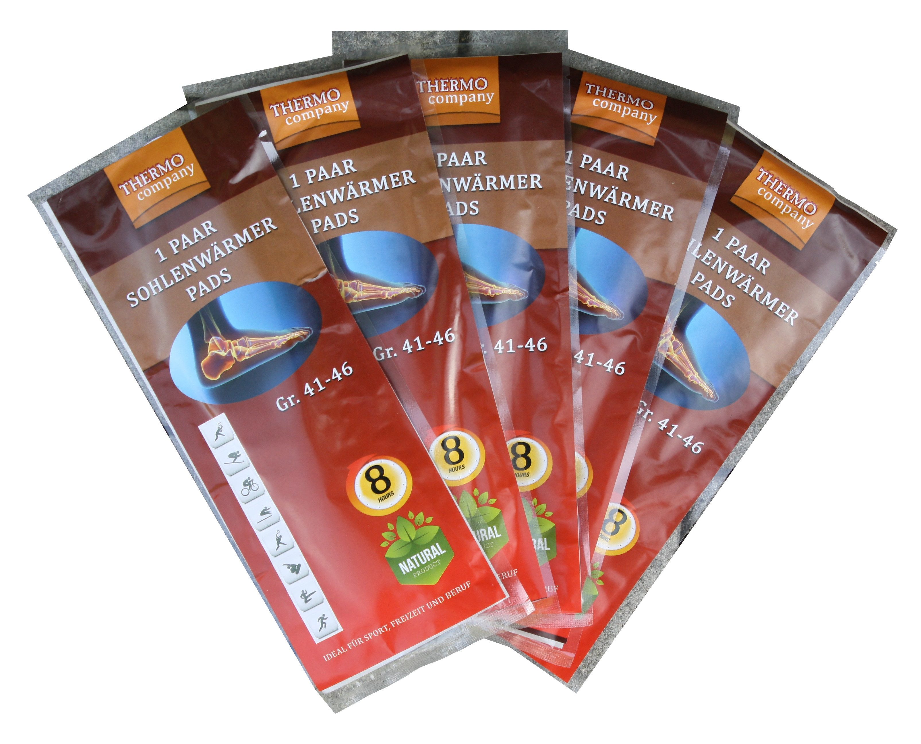 THERMO company Fußwärmer Sohlenwärmer, Wärmesohlen für Schuhe, klebend, Fußwärmer Pads, 30-tlg., bis zu 8 Stunden Wärme