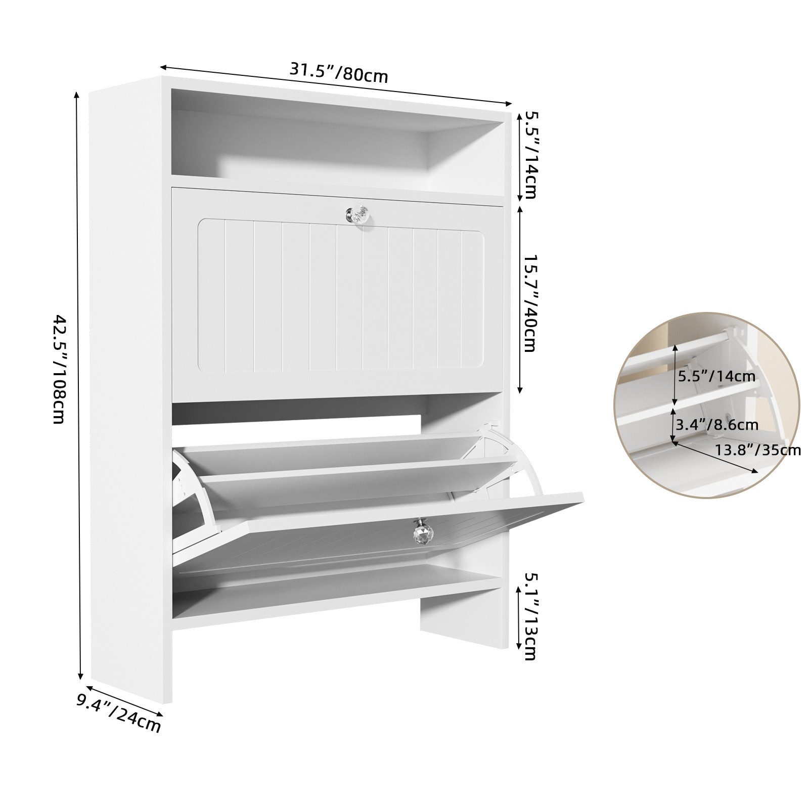 VOWNER Schuhschrank mit 2 Klappen, 4 Fächer, verstellbarem Regal, Stahlfüße günstig online kaufen