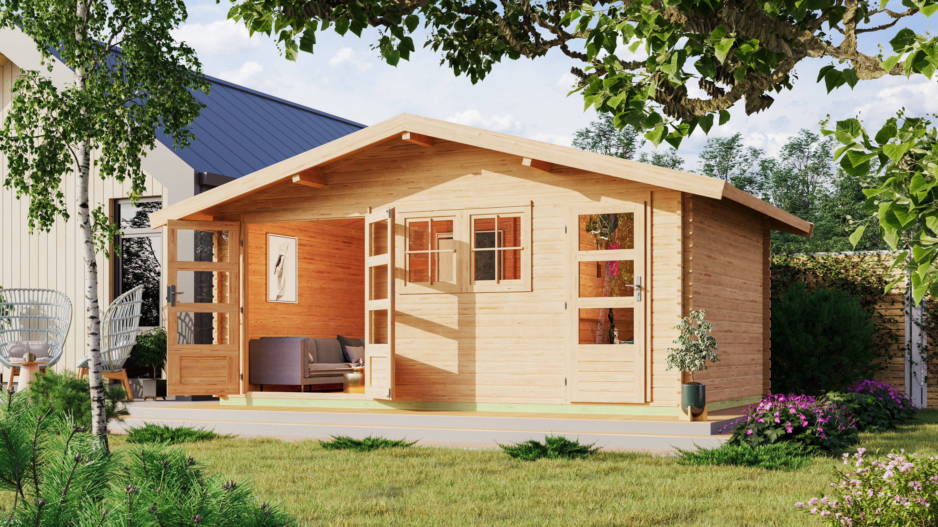 Karibu Gartenhaus Lagor 2, BxT: 507x327 cm, 38mm, 2 Raumhaus aus hochwertiger nordischer Fichte