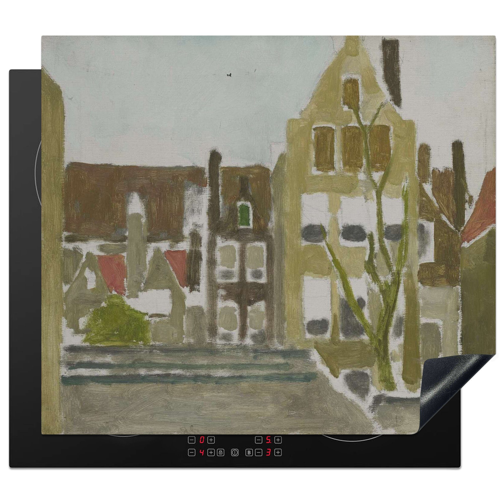 Arbeitsfläche Häusergruppe - Herdblende-/Abdeckplatte cm, Gemälde nutzbar, George von Mobile Ceranfeldabdeckung (1 Vinyl, 60x52 Breitner, MuchoWow Hendrik tlg),