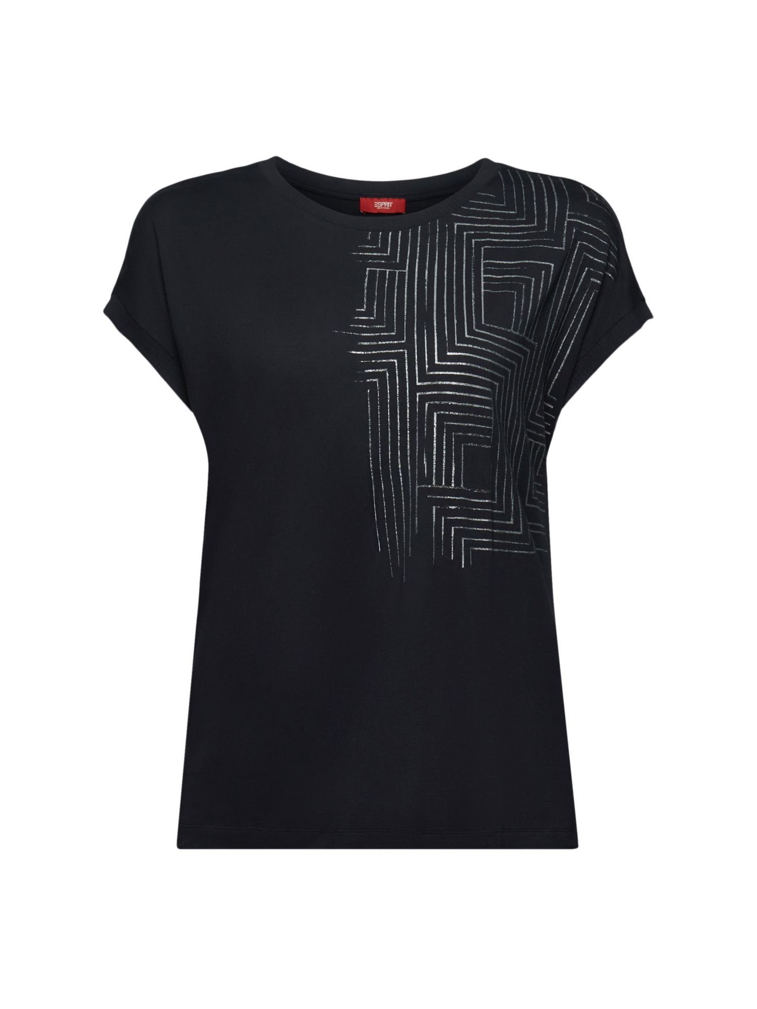 T-Shirt LENZING™ ECOVERO™ (1-tlg) mit Jersey-T-Shirt Collection Esprit BLACK Print,