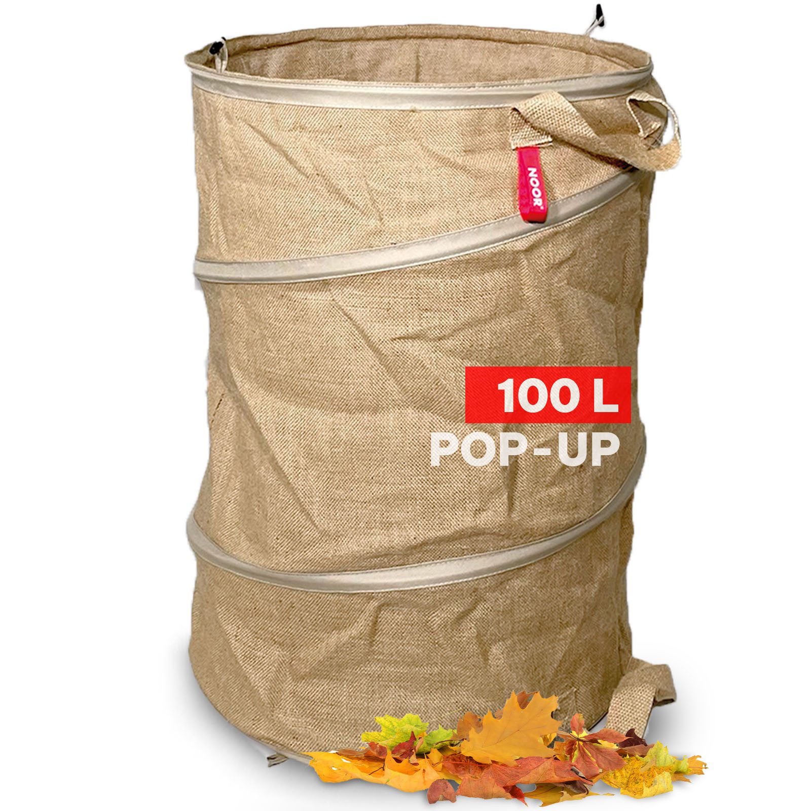 NOOR Gartensack POP-UP faltbar, 100 l, standfester Laubsack für Gartenabfälle & Grünschnitt