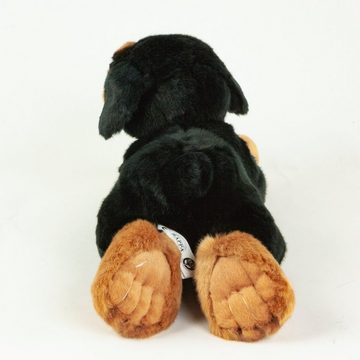 Teddys Rothenburg Kuscheltier Rottweiler schwarz/braun liegend 30 cm Plüschtier Hund