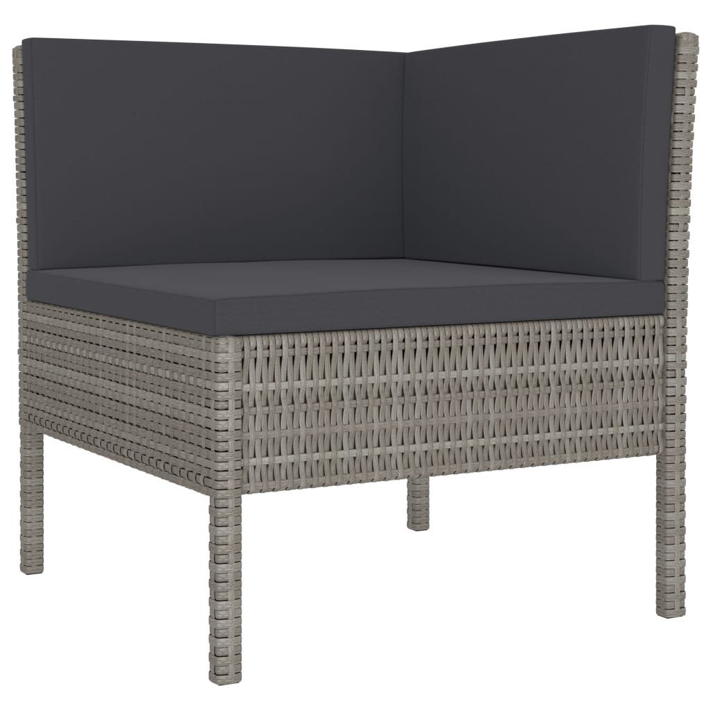 vidaXL Gartenlounge-Set 3-tlg. Garten-Lounge-Set mit Auflagen Poly Rattan Grau, (1-tlg)
