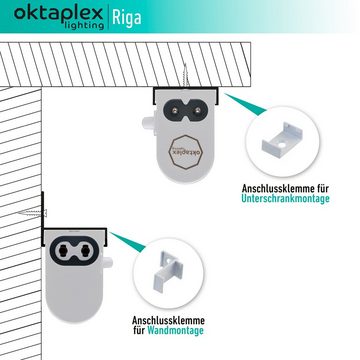 Oktaplex lighting LED Unterbauleuchte 2er Set Riga 4W 28cm 230V, Ein-/Ausschalter, LED fest verbaut, Warmweiß, 3000K LED Lichtleiste Küche Unterschrankleuchte