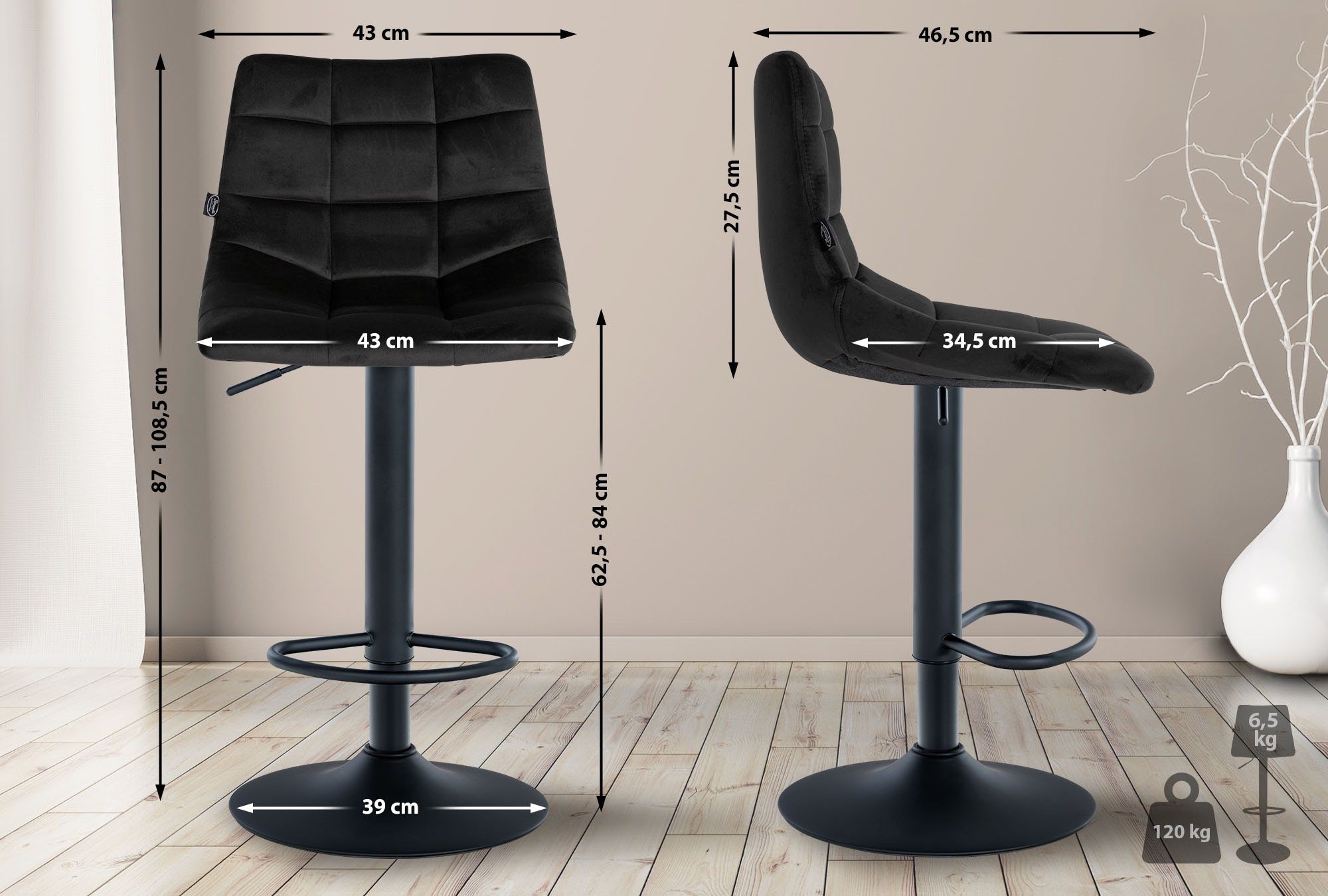 CLP Barhocker Jerry Samt (2er Set, günstig online kaufen