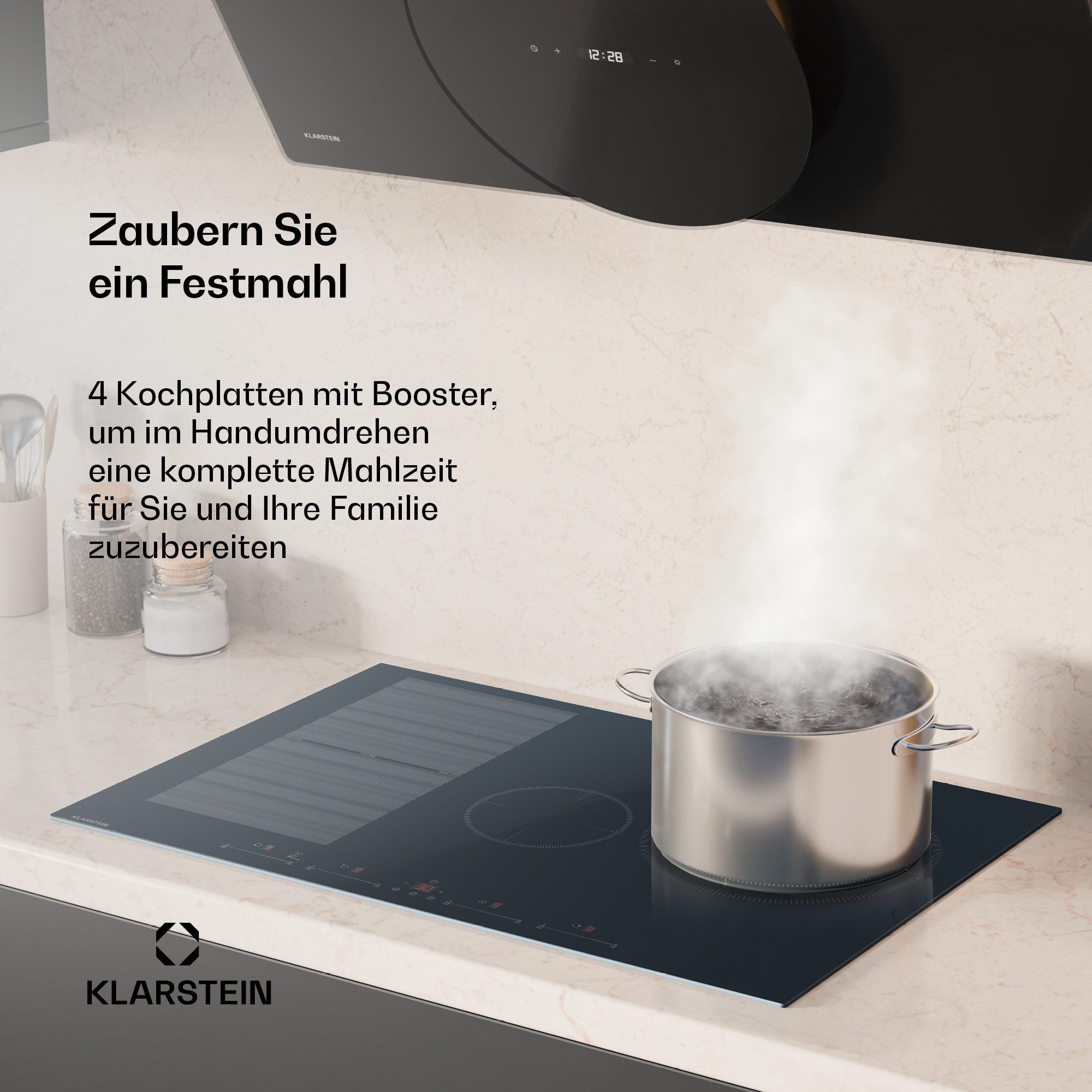 Klarstein Induktions-Kochfeld Delicatessa 77 Flex, Kochfelder Induktion Hob Küche Flex 4 Zonen