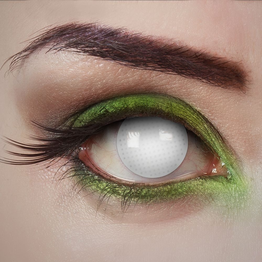 aricona Farblinsen Weiße Farbige Kontaktlinsen Halloween BLIND Zombie Crazy Kostüm Vampir, ohne Stärke, 2 Stück