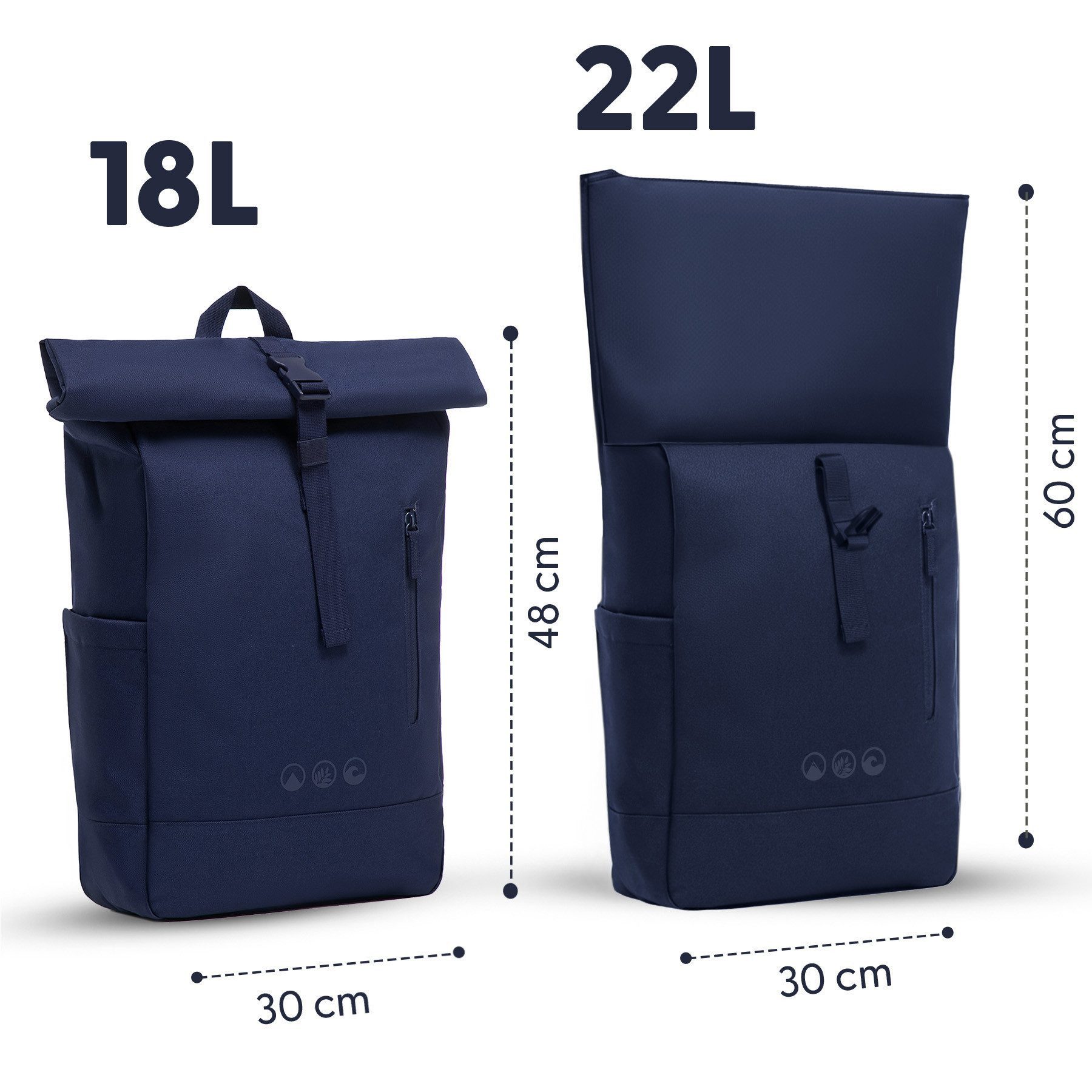 SONS OF ALOHA Rucksack XL Rolltop Rucksack Sporttasche 15 Zoll Reflective ohne Schuhfach, XL Tagesrucksack Laptopfach aus recyceltem Plastik, Sport-Tasche