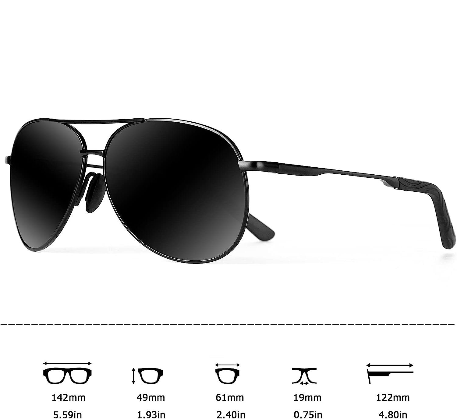 Sonnenbrille Polarisierte Damen Sonnenbrille UV400 Herren für Schwarz Retro Pilotenbrille Jormftte